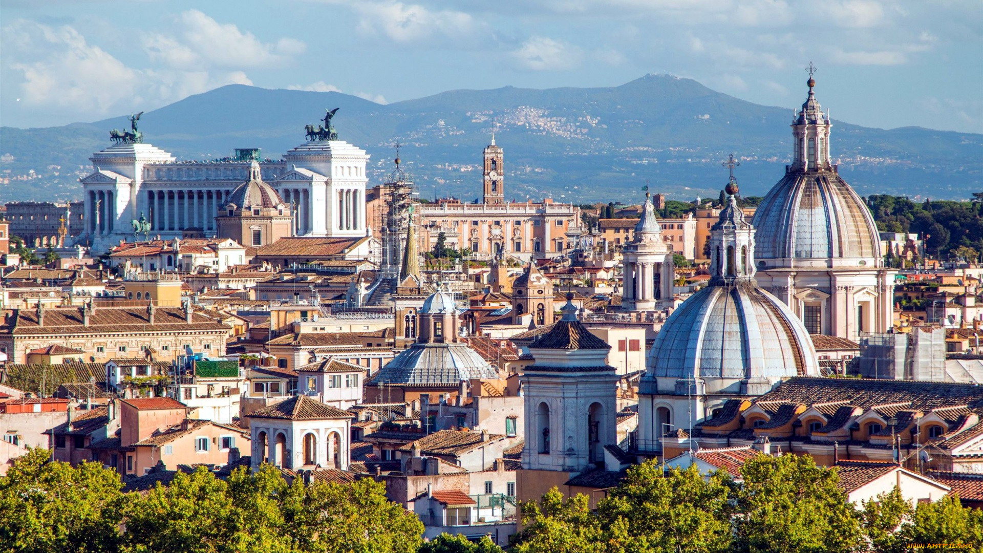 города, рим, , ватикан, , италия, панорама