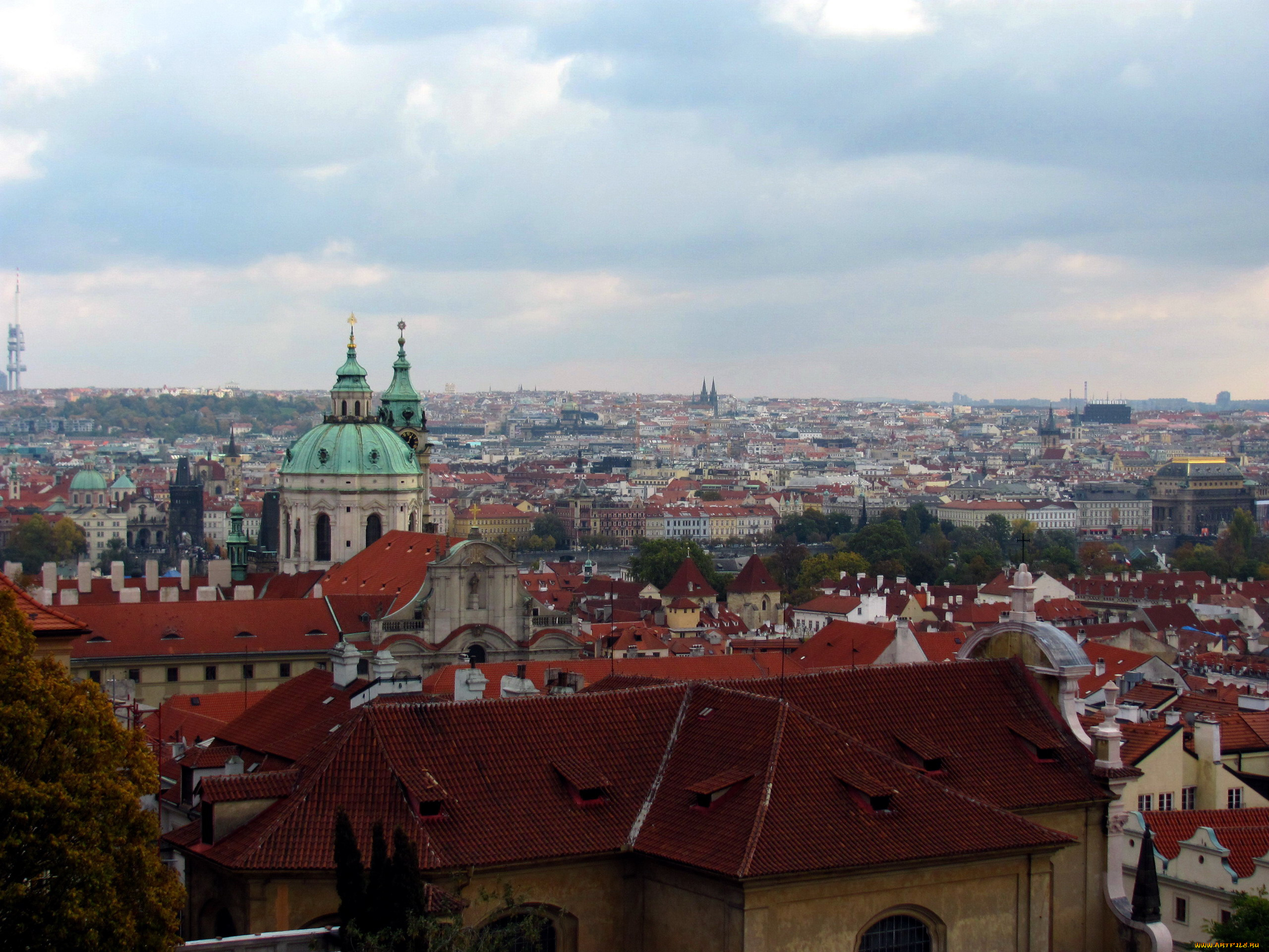 города, прага, , чехия, панорама