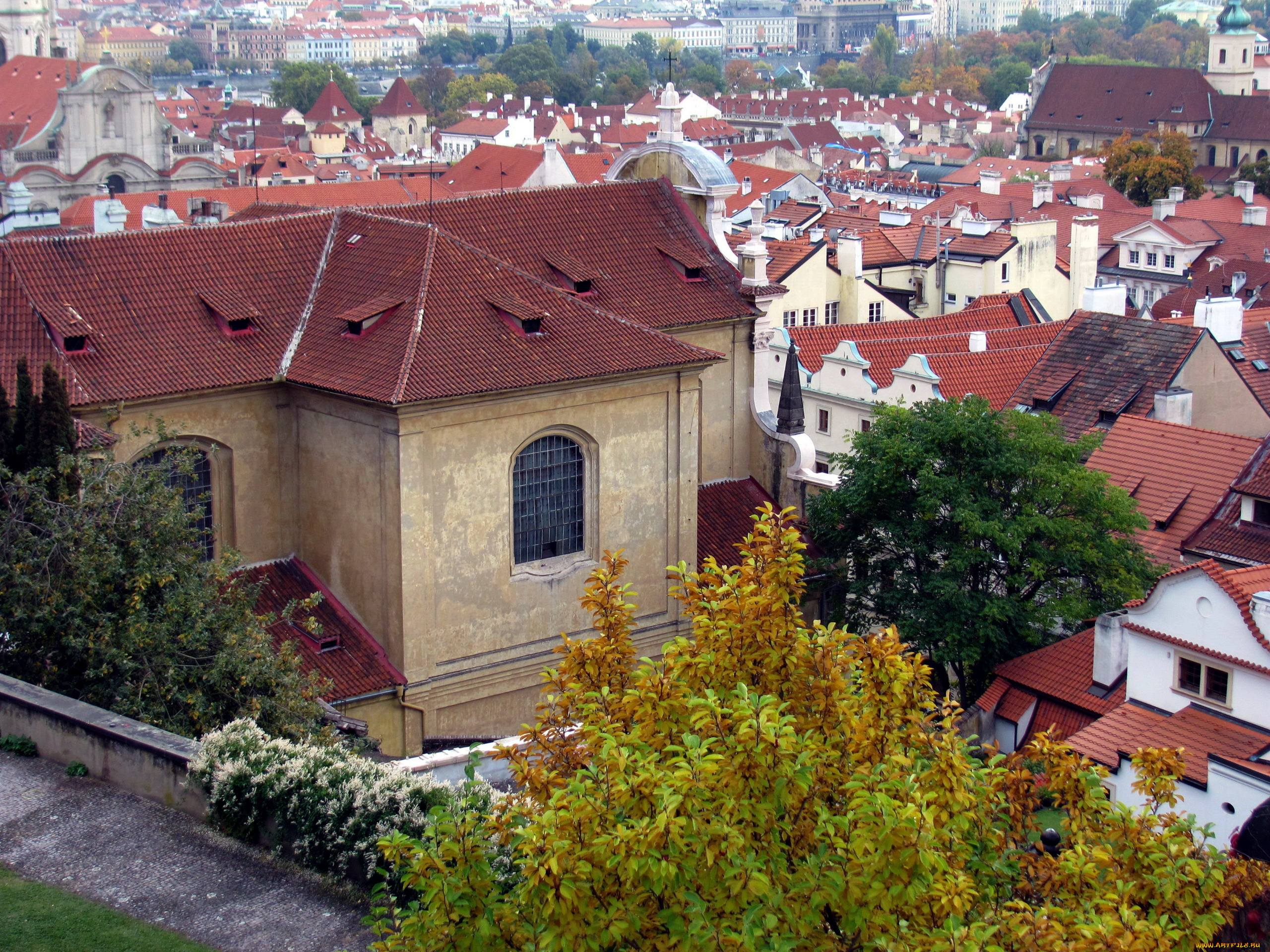 города, прага, , чехия, панорама