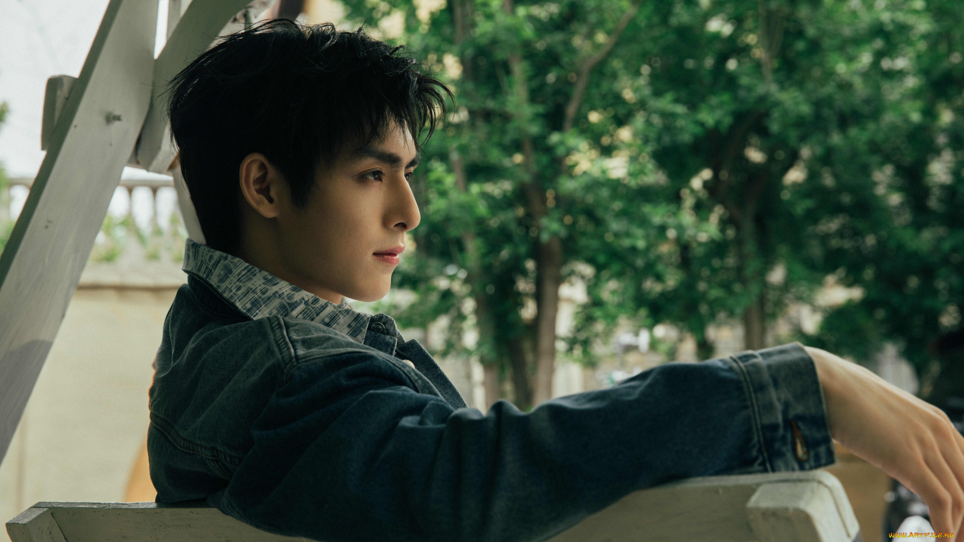 мужчины, wang, hao, xuan, актер, профиль, куртка