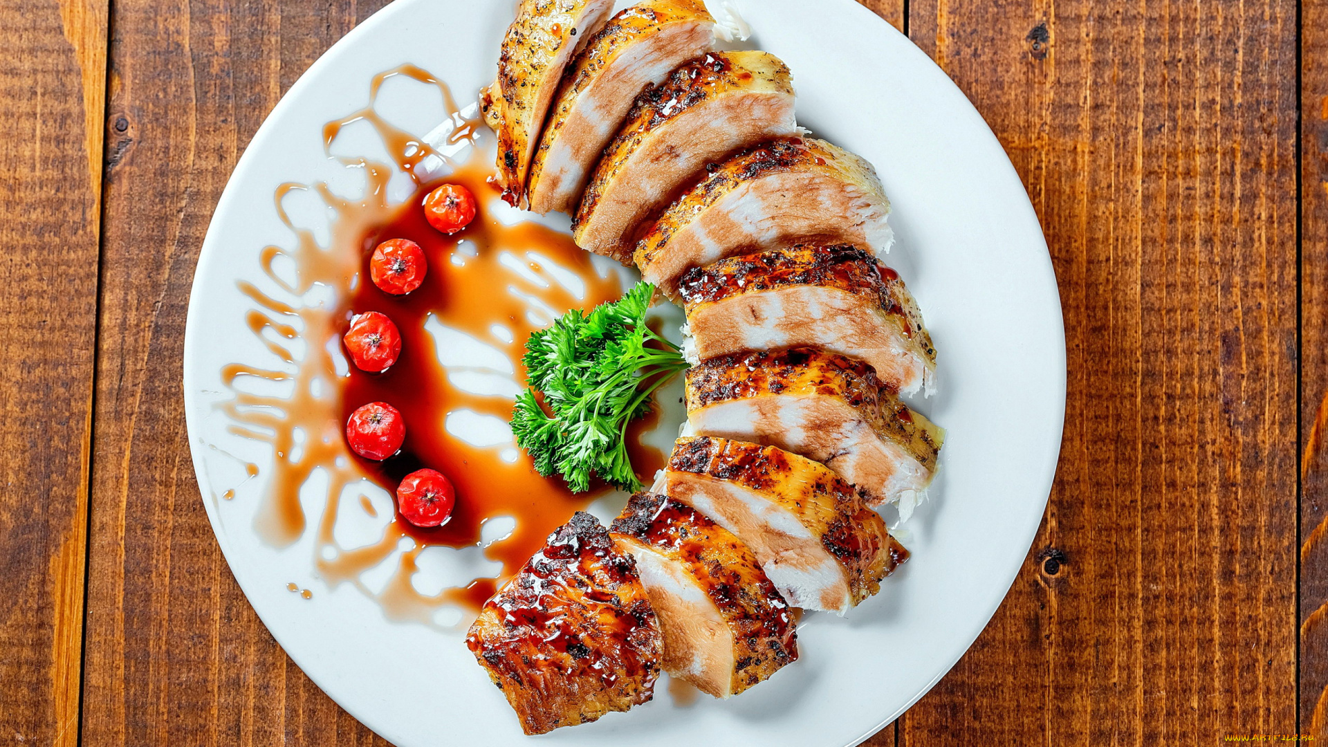 еда, мясные, блюда, тарелка, соус, ломтики, мясные, петрушка