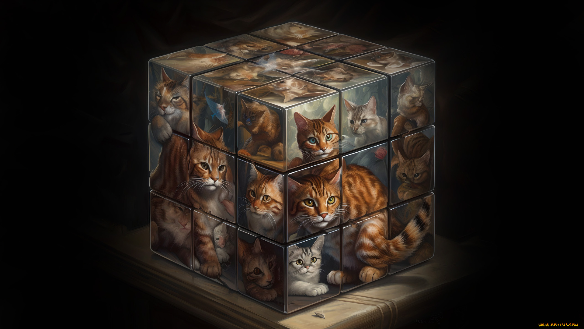 фэнтези, другое, нейросети, графика, нейроарт, ai, art, нейронные, сети, рисунки, нейро, искусство, кубик, рубика, из, котов