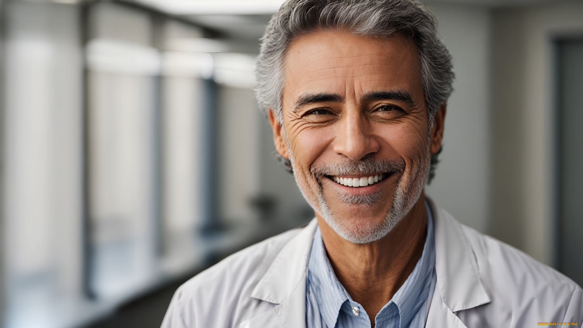 3д, графика, люди, , people, мужчина, врач, улыбка, седина, белый, халат