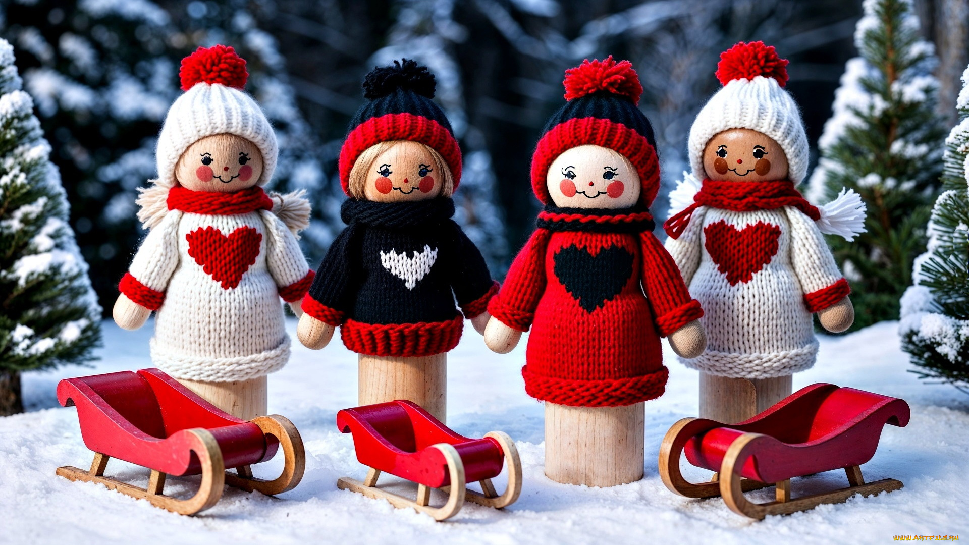 3д, графика, праздники, , holidays, деревянные, куколки, фигурки