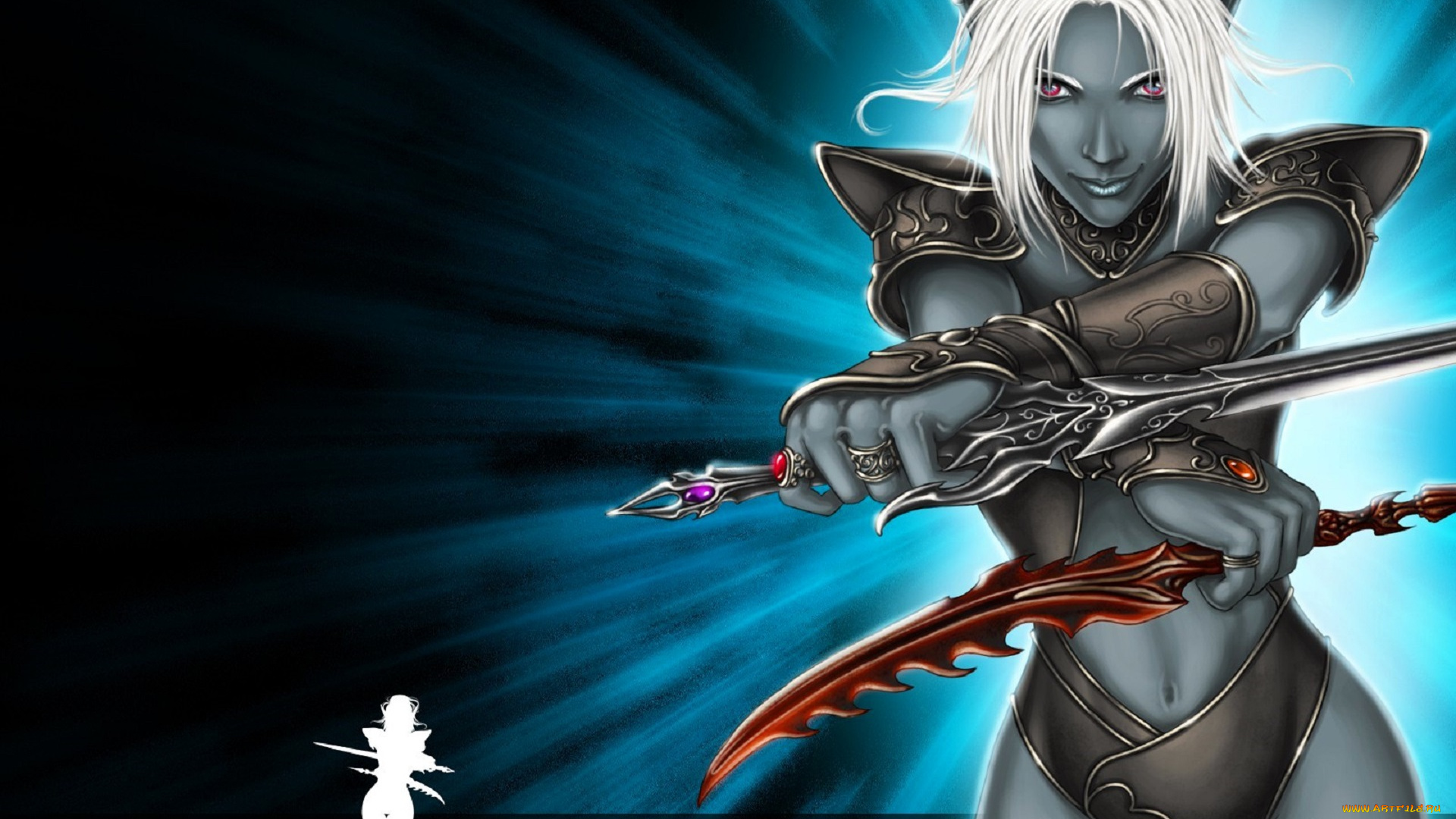 видео, игры, lineage, ii, , the, chaotic, chronicle, эльфийка, дроу, оружие, кинжалы