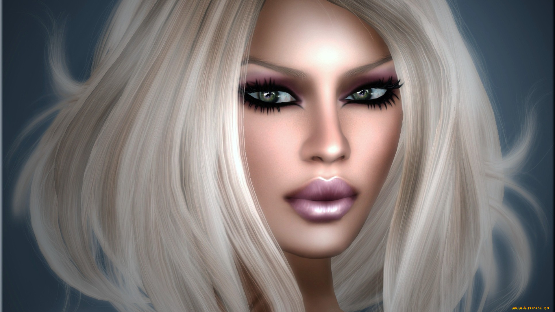 3д, графика, portraits, портрет, губы, блондинка