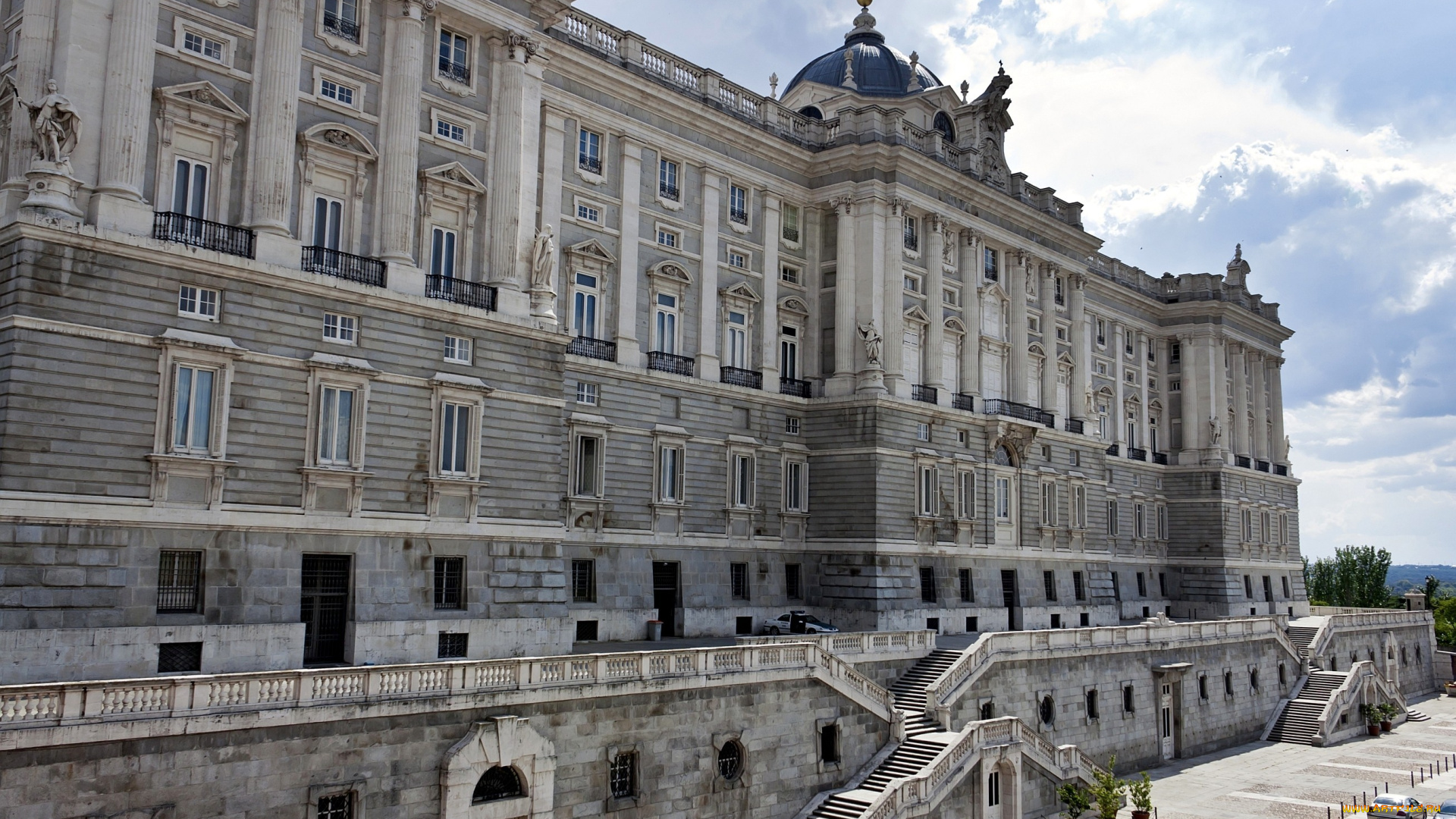 королевский, дворец, мадрид, испания, города, лестницы, окна, большой