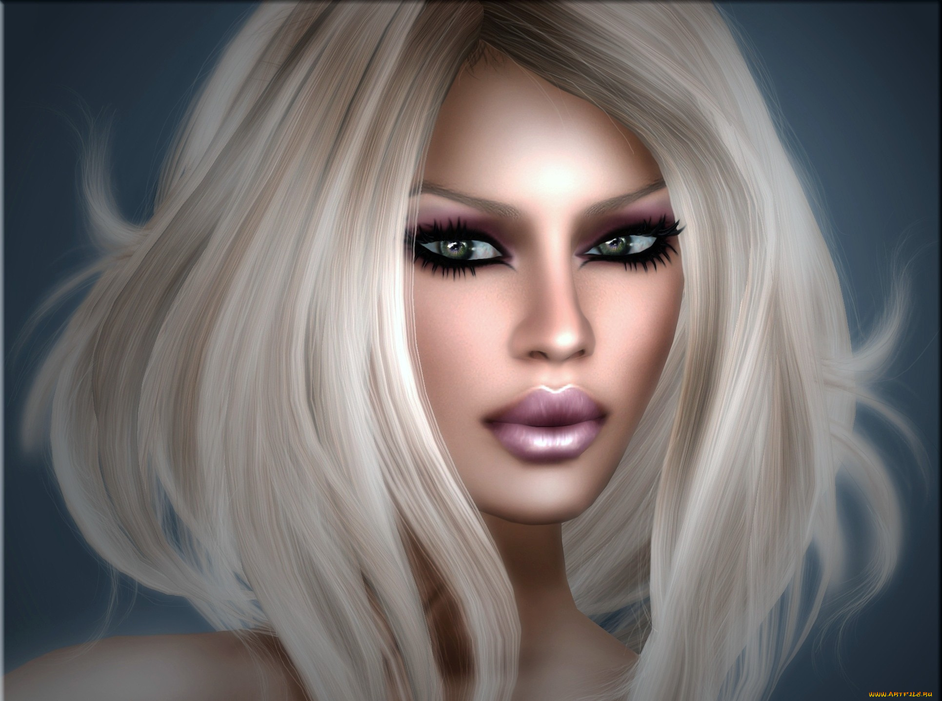 3д, графика, portraits, портрет, губы, блондинка