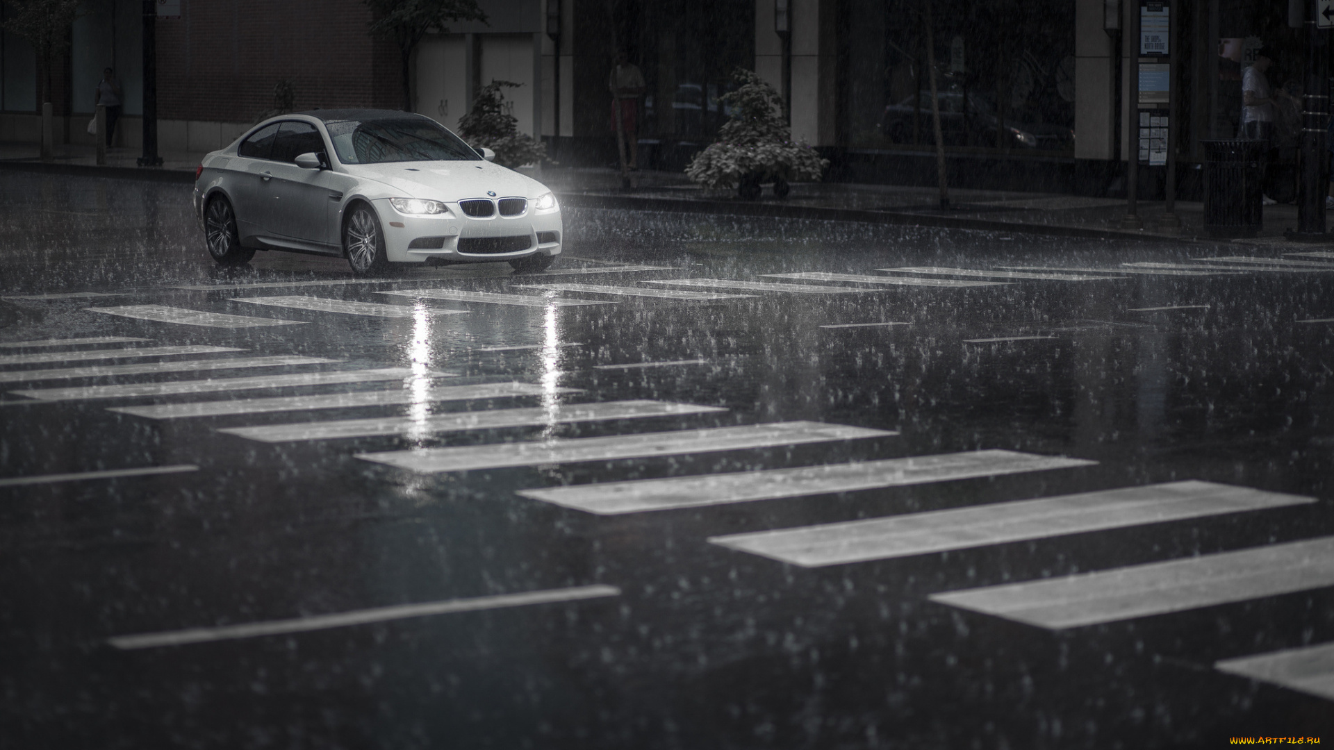 bmw, m3, автомобили, тротуар, дождь