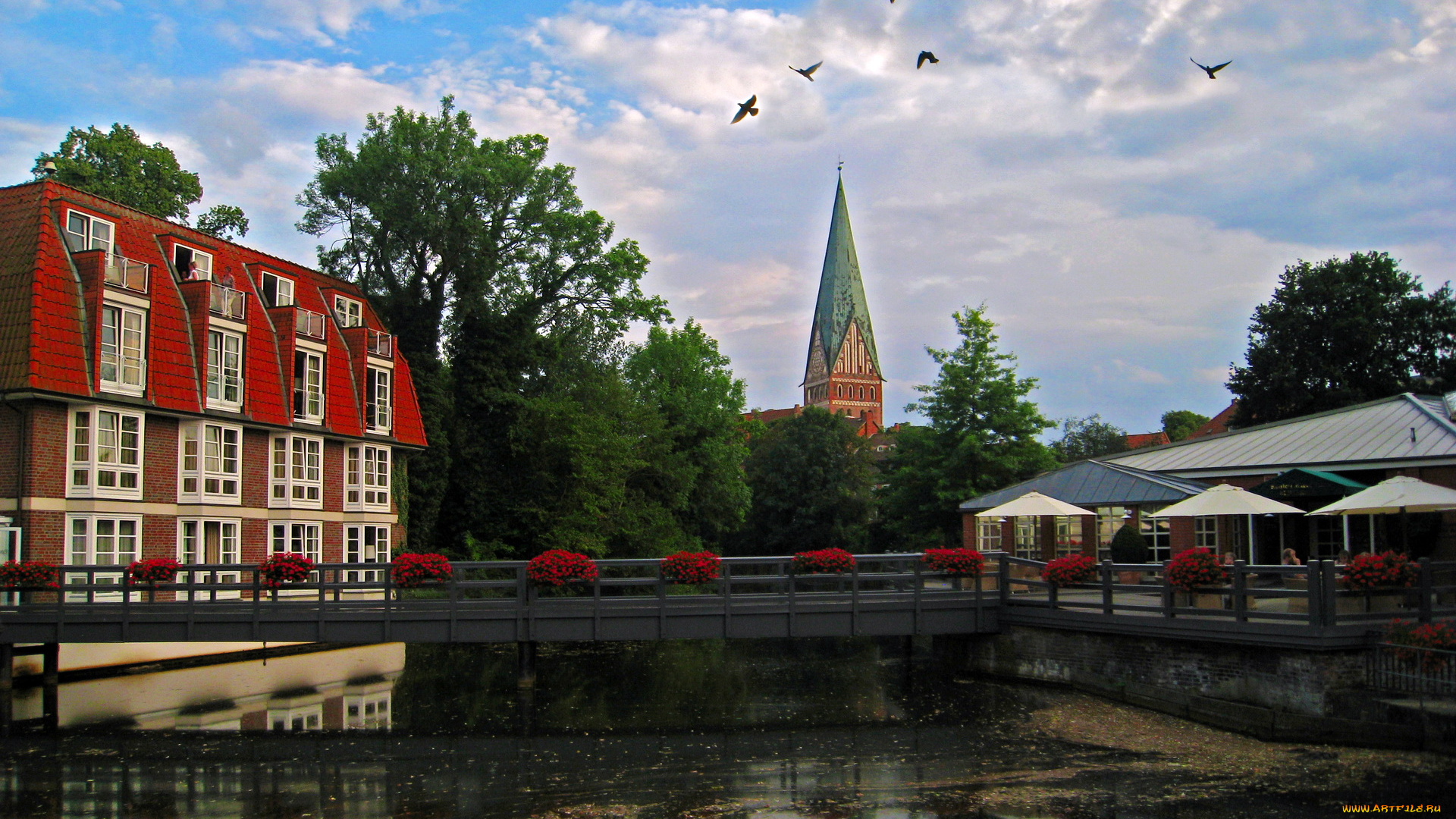 германия, люнебург, города, улицы, площади, набережные, дома, канал