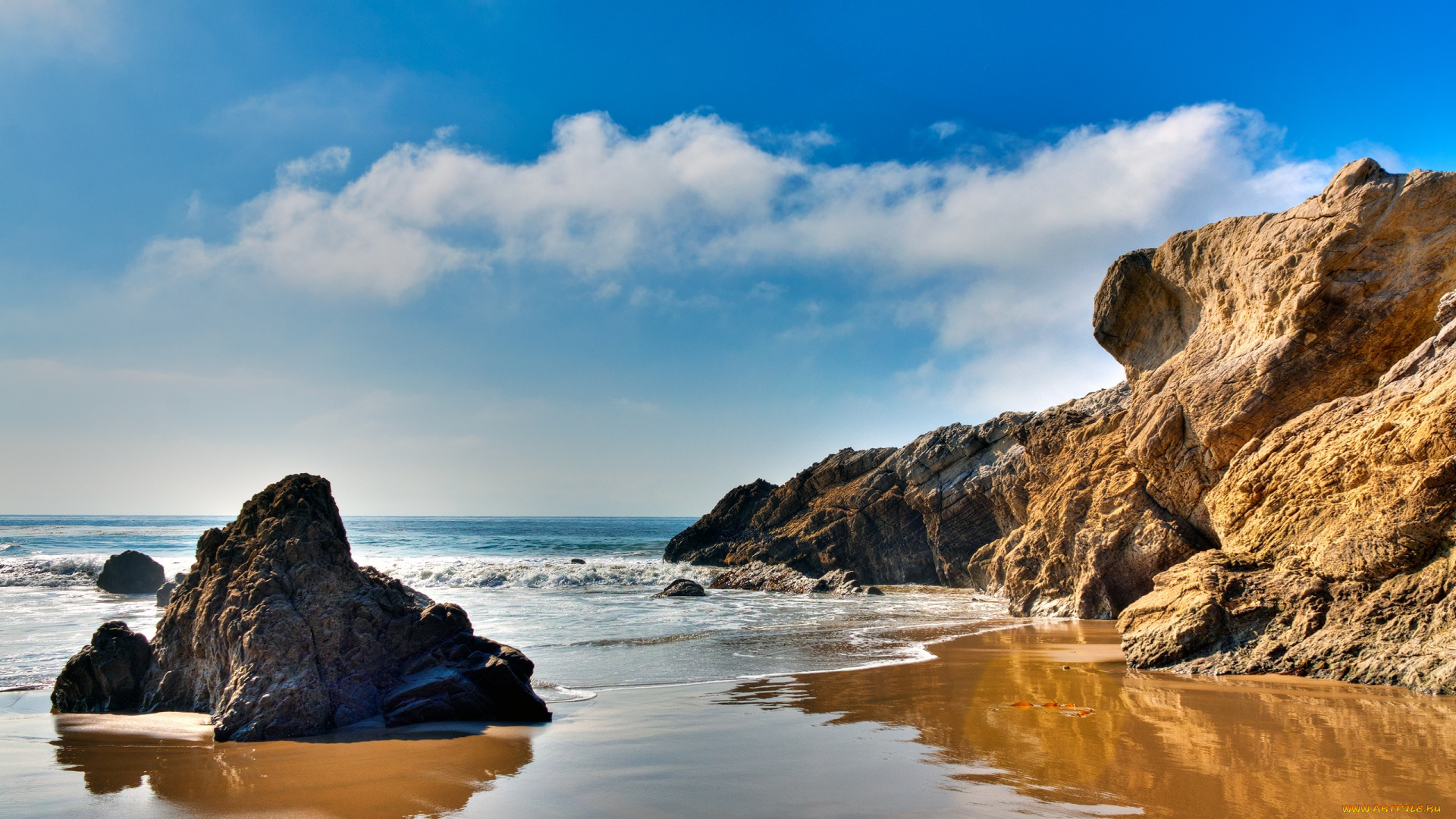 природа, побережье, море, камни