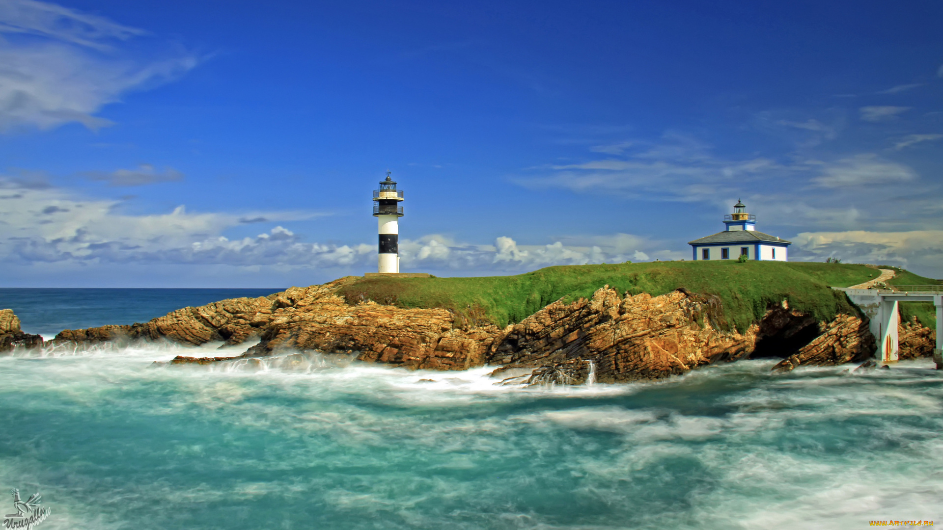 ribadeo, spain, природа, маяки, море, остров, испания