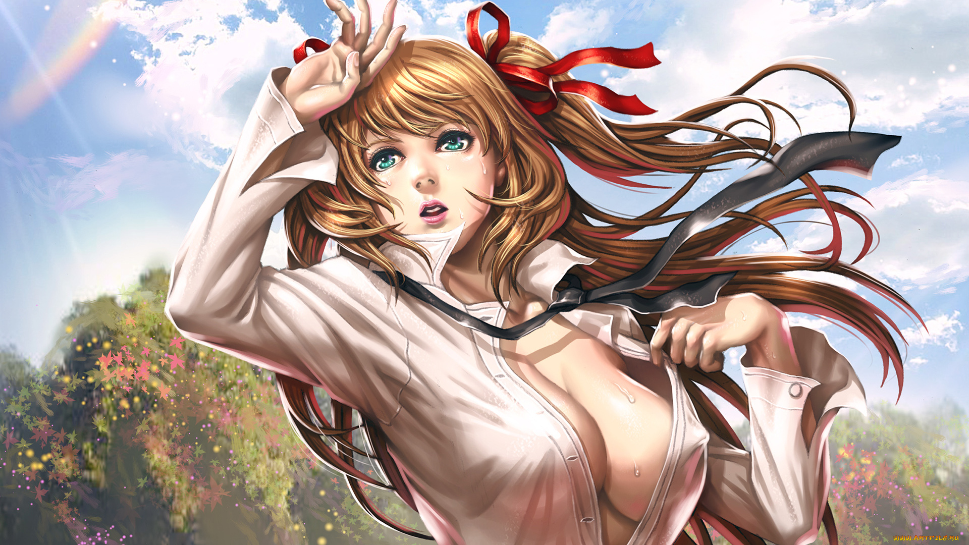 wan, hsienwei, фэнтези, девушки, грудь, слёзы