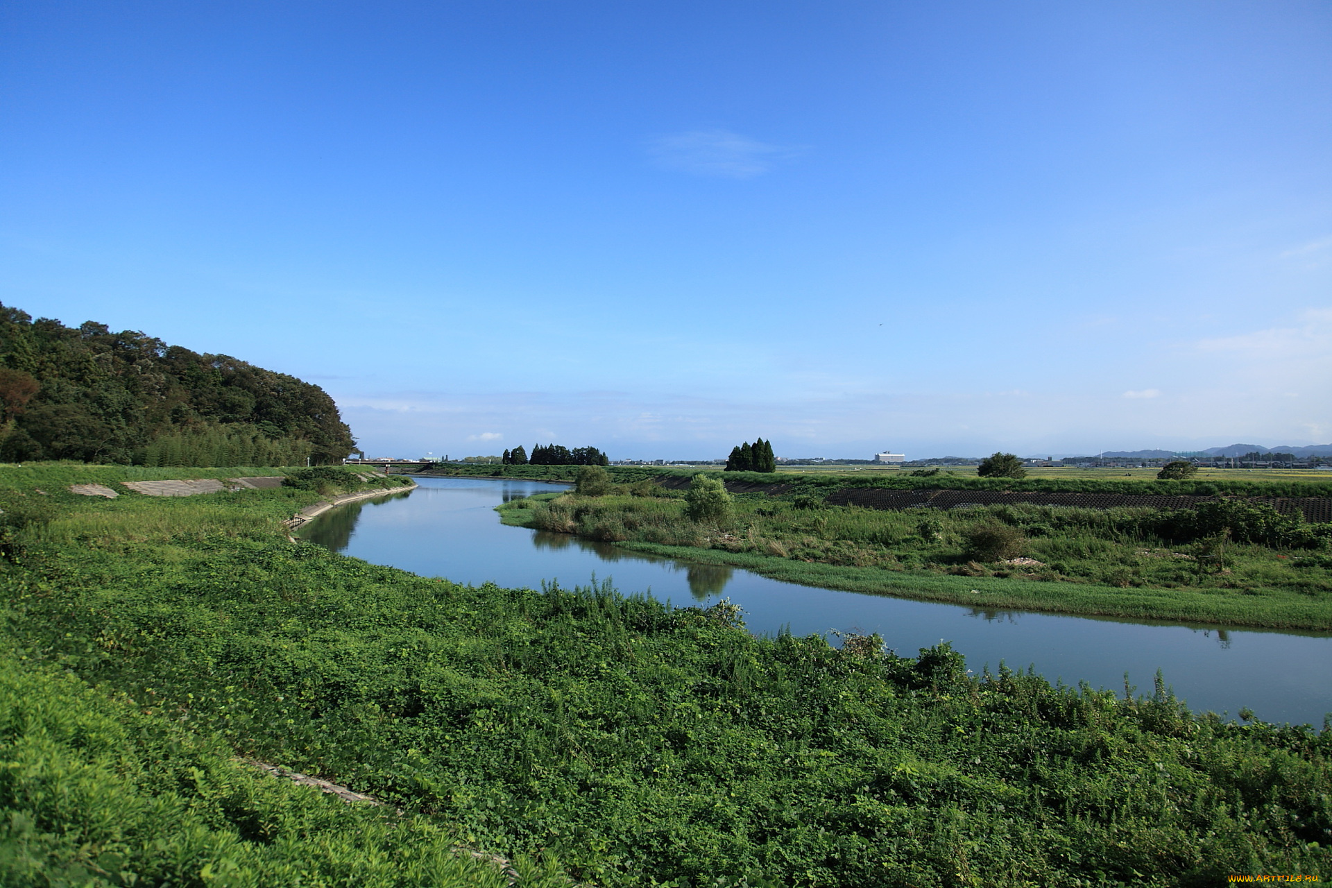 природа, реки, озера, трава, небо, река