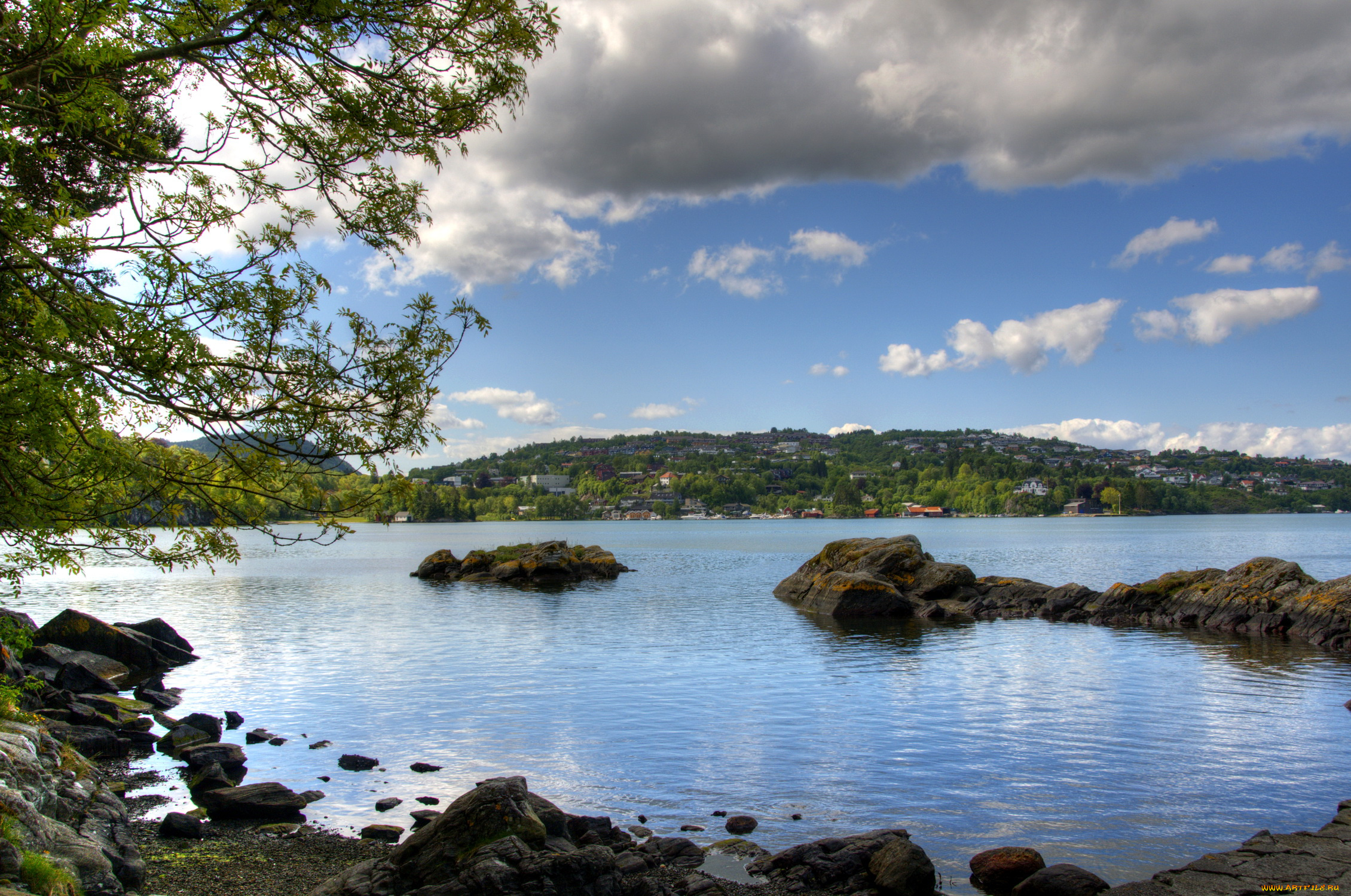 норвегия, берген, природа, реки, озера, река, облака