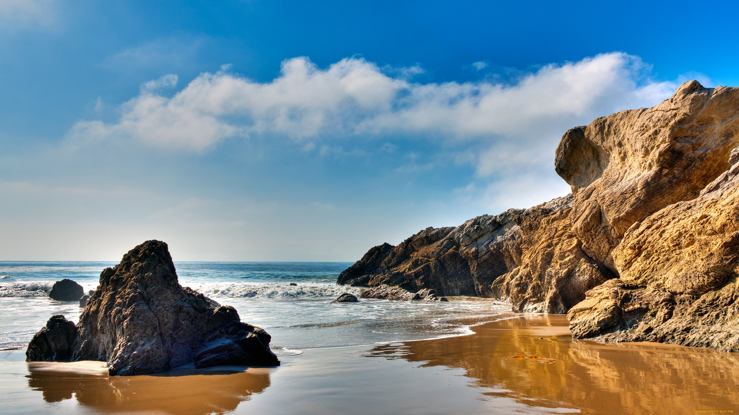 природа, побережье, море, камни