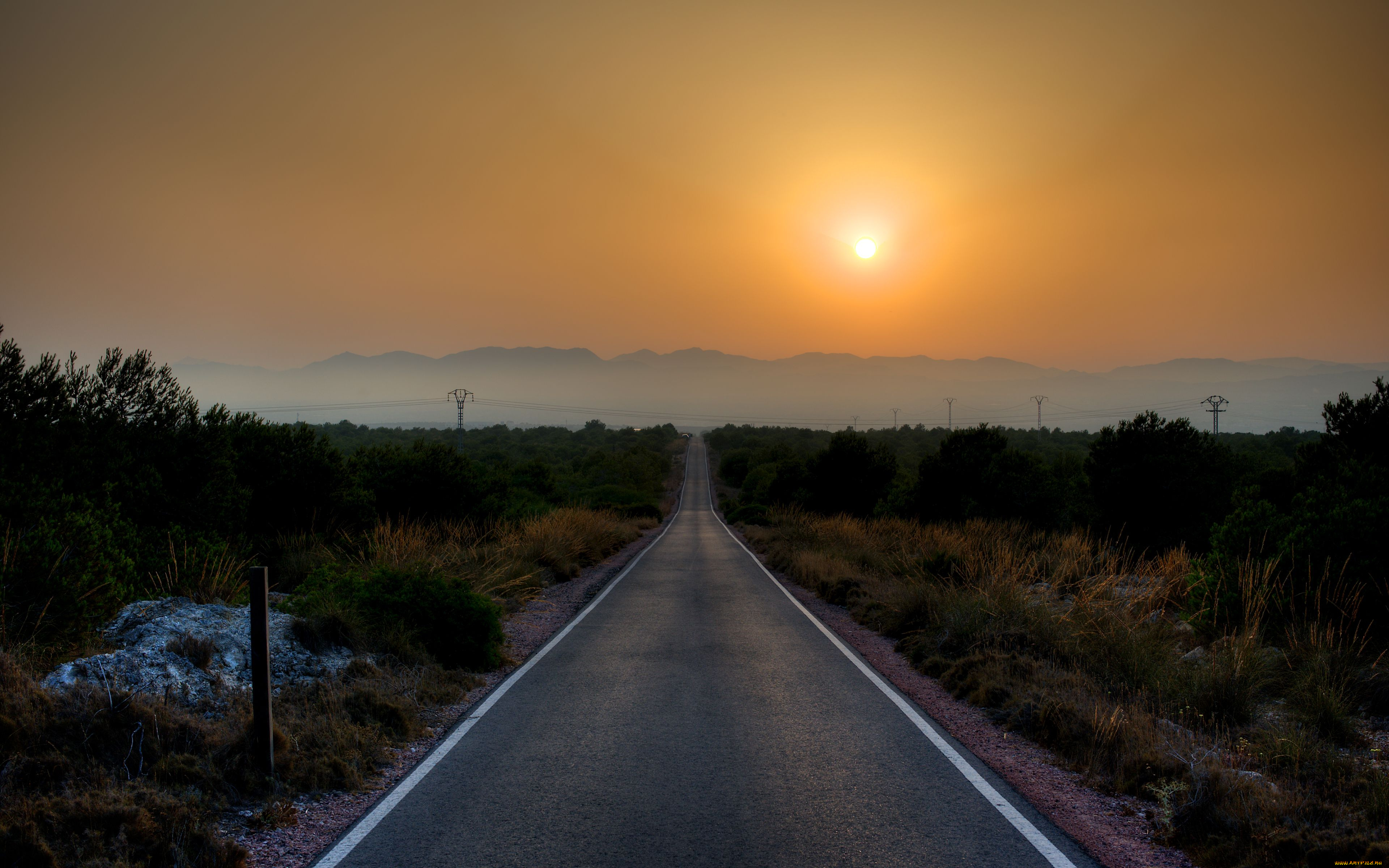 природа, дороги, santa, pola, закат, испания, spain