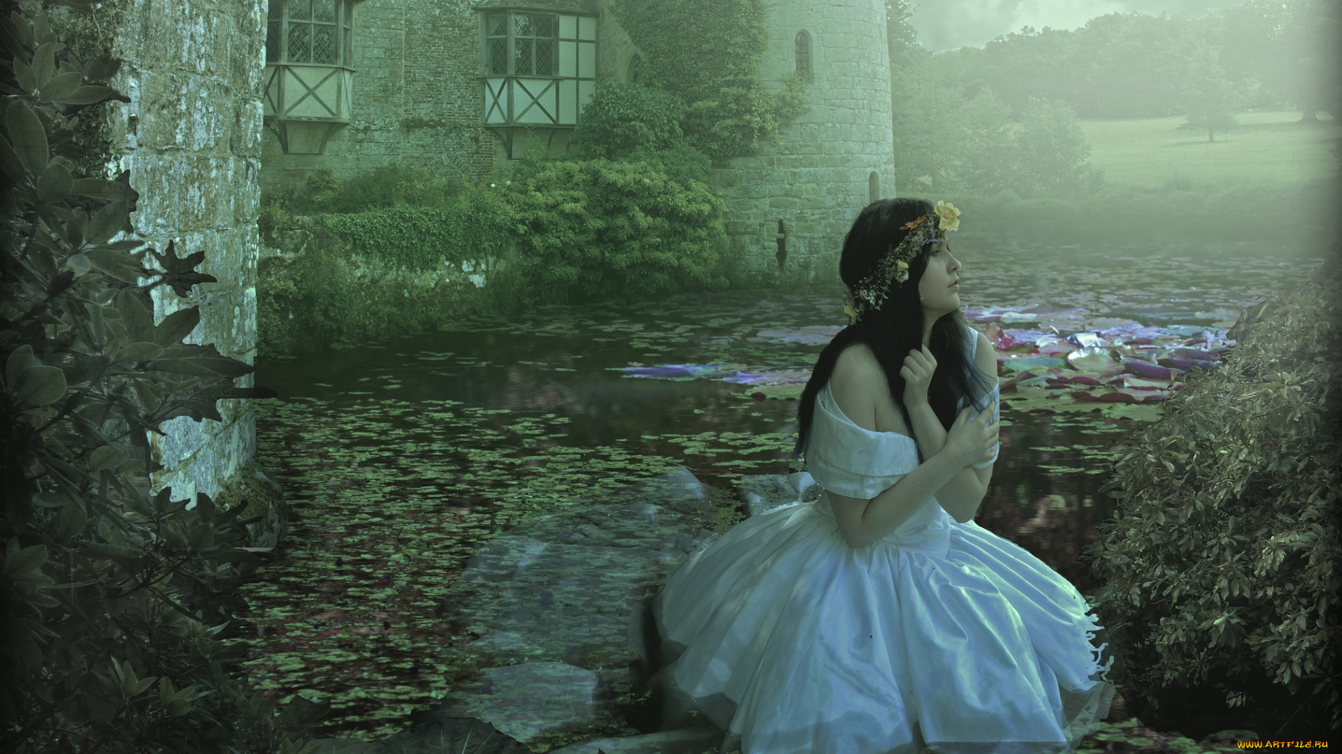 фэнтези, фотоарт, здания, девушка