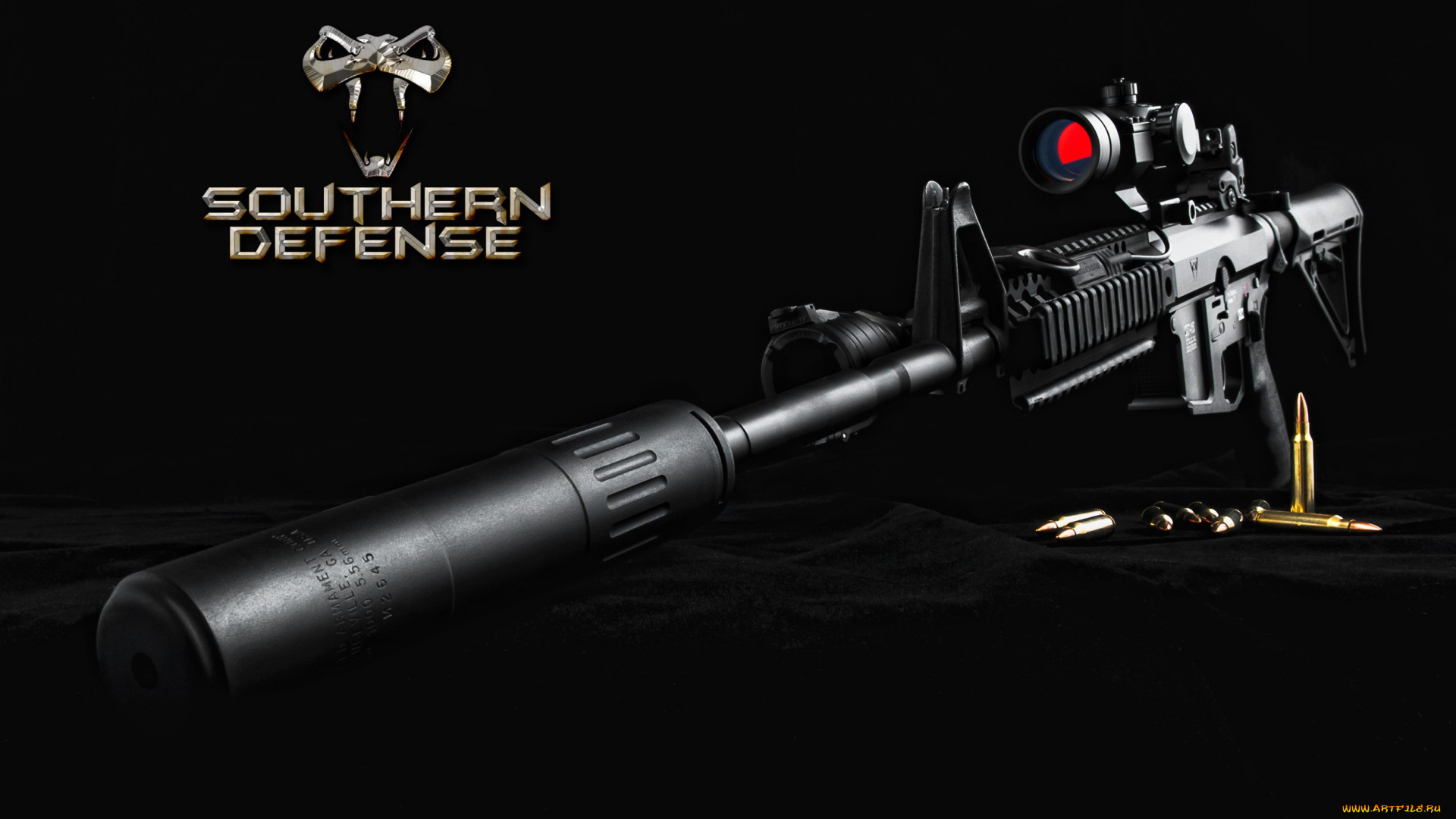 оружие, винтовки, с, прицеломприцелы, патроны, глушитель, прицел