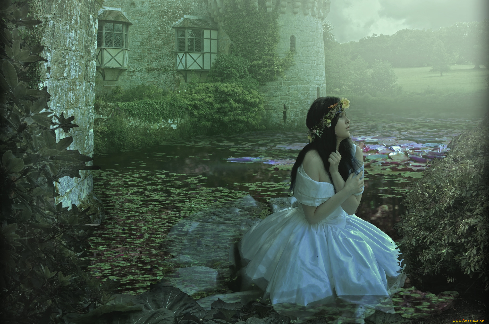 фэнтези, фотоарт, здания, девушка