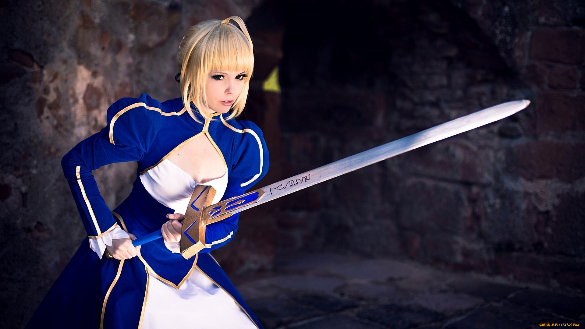 девушки, -unsort, , креатив, платье, девушка, меч, cosplay, arturia, saber, fate, stay, night