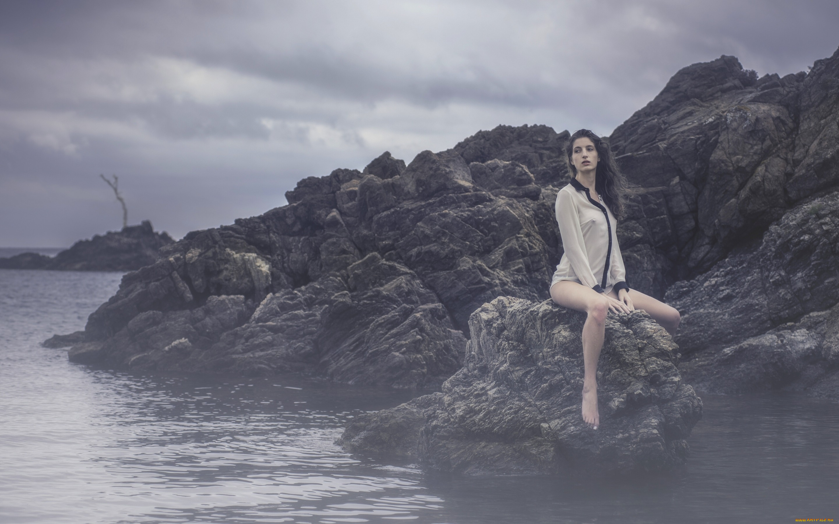 девушки, -unsort, , брюнетки, , шатенки, брюнетка, девушка, море, камни, настроение