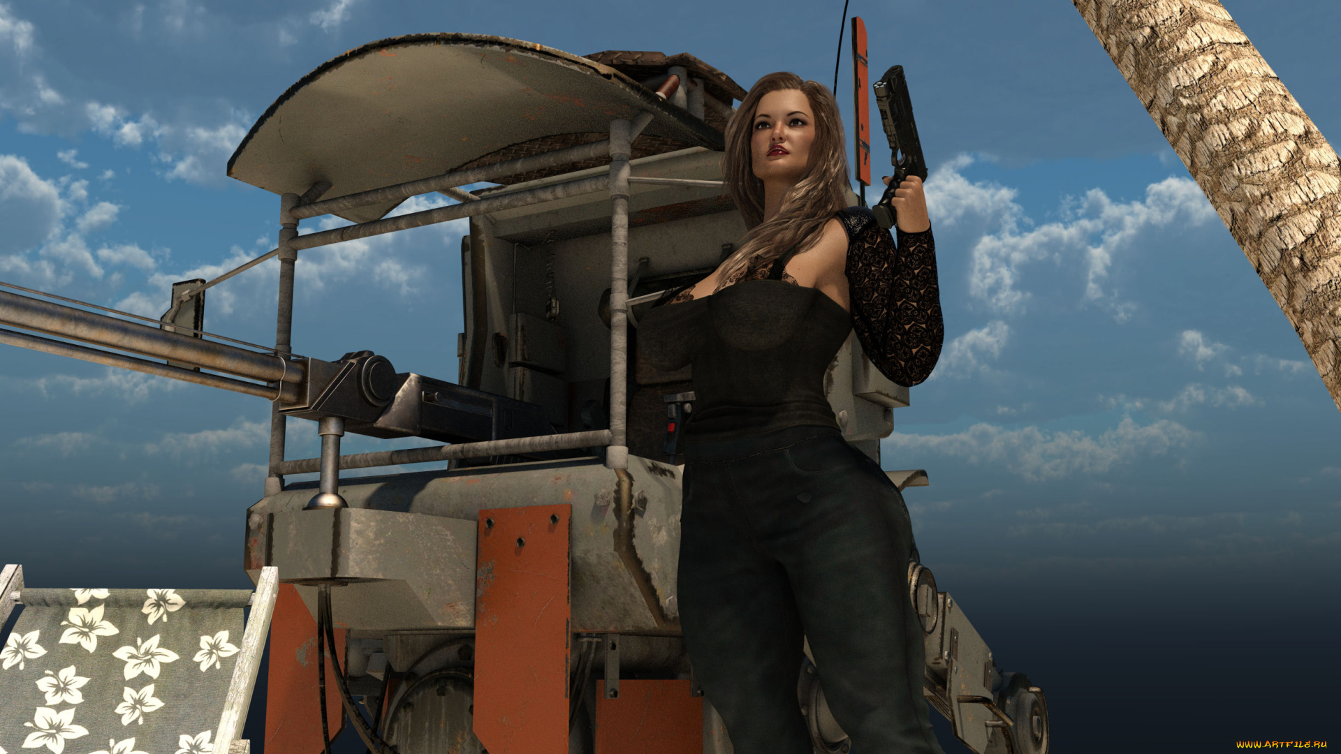 3д, графика, фантазия, , fantasy, фон, девушка, взгляд