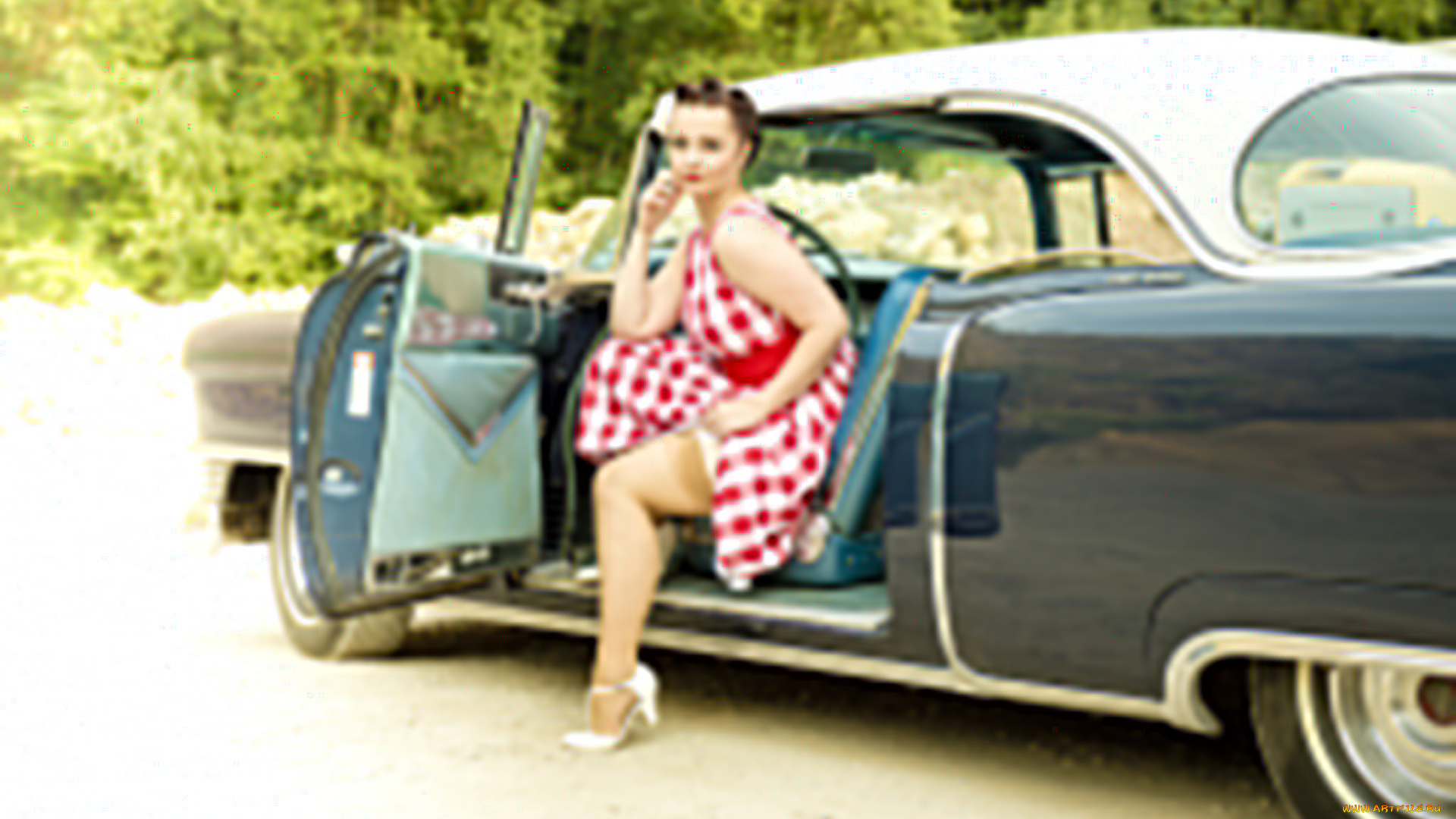 автомобили, -авто, с, девушками, cadillac, платье, deville