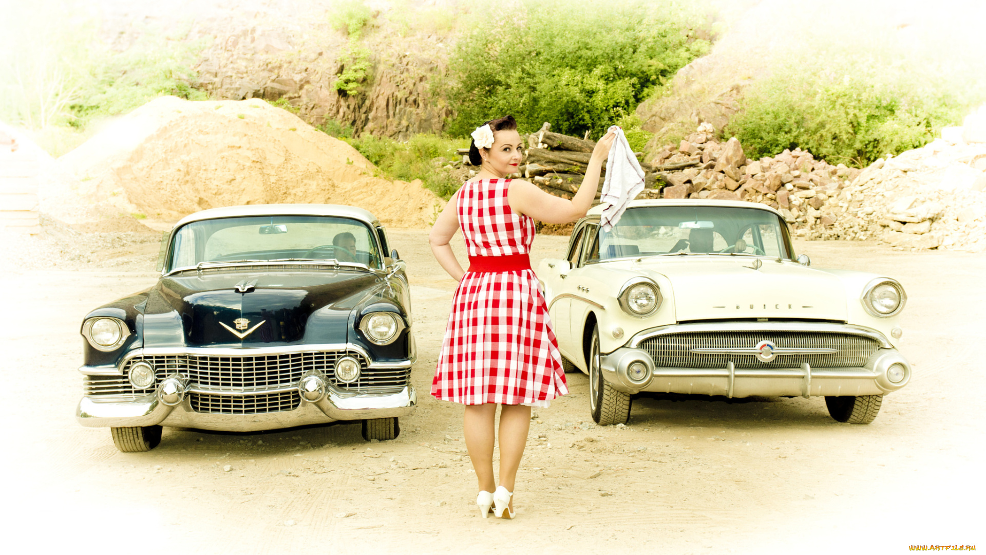 автомобили, -авто, с, девушками, платье, buick, deville, cadillac