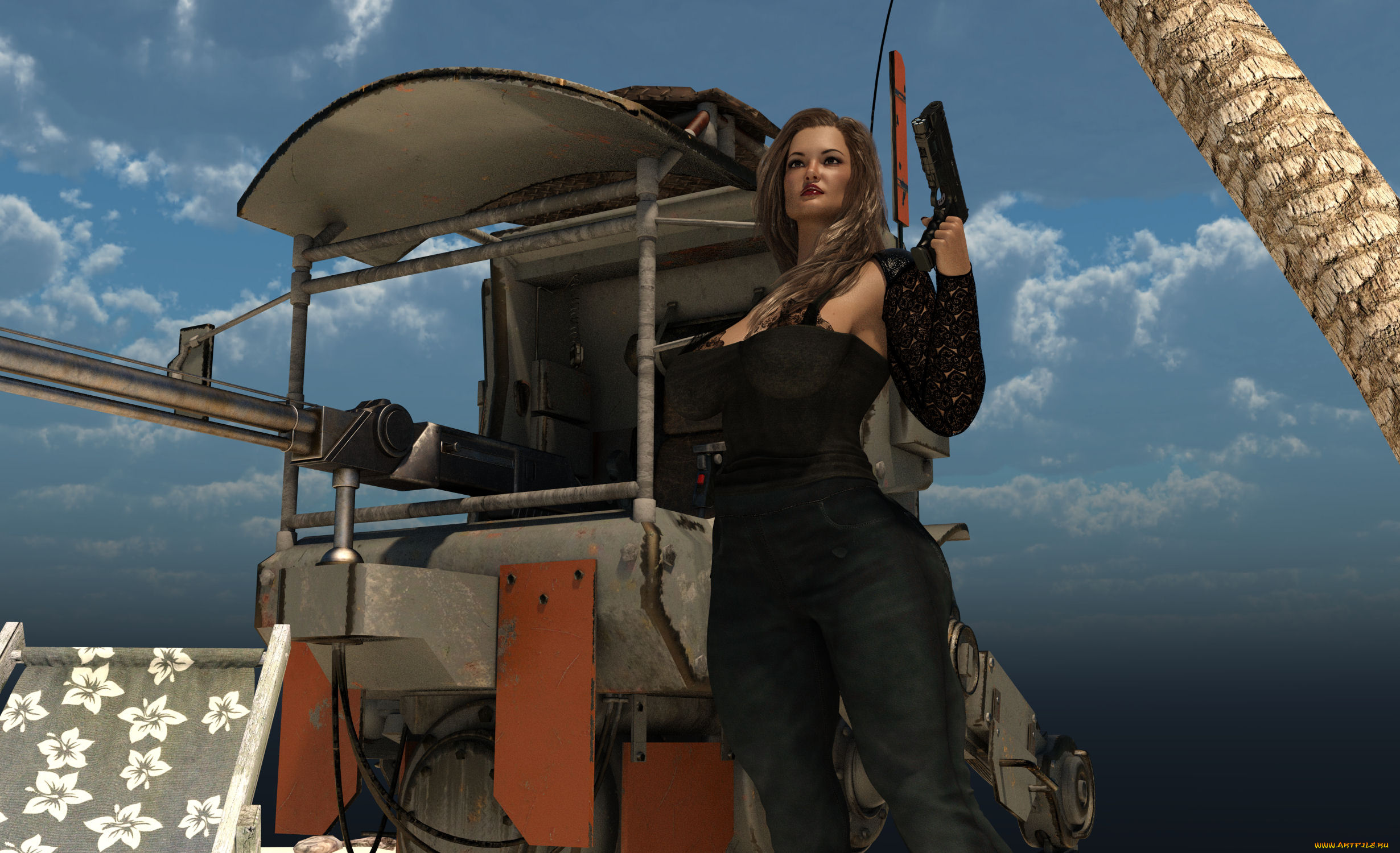 3д, графика, фантазия, , fantasy, фон, девушка, взгляд