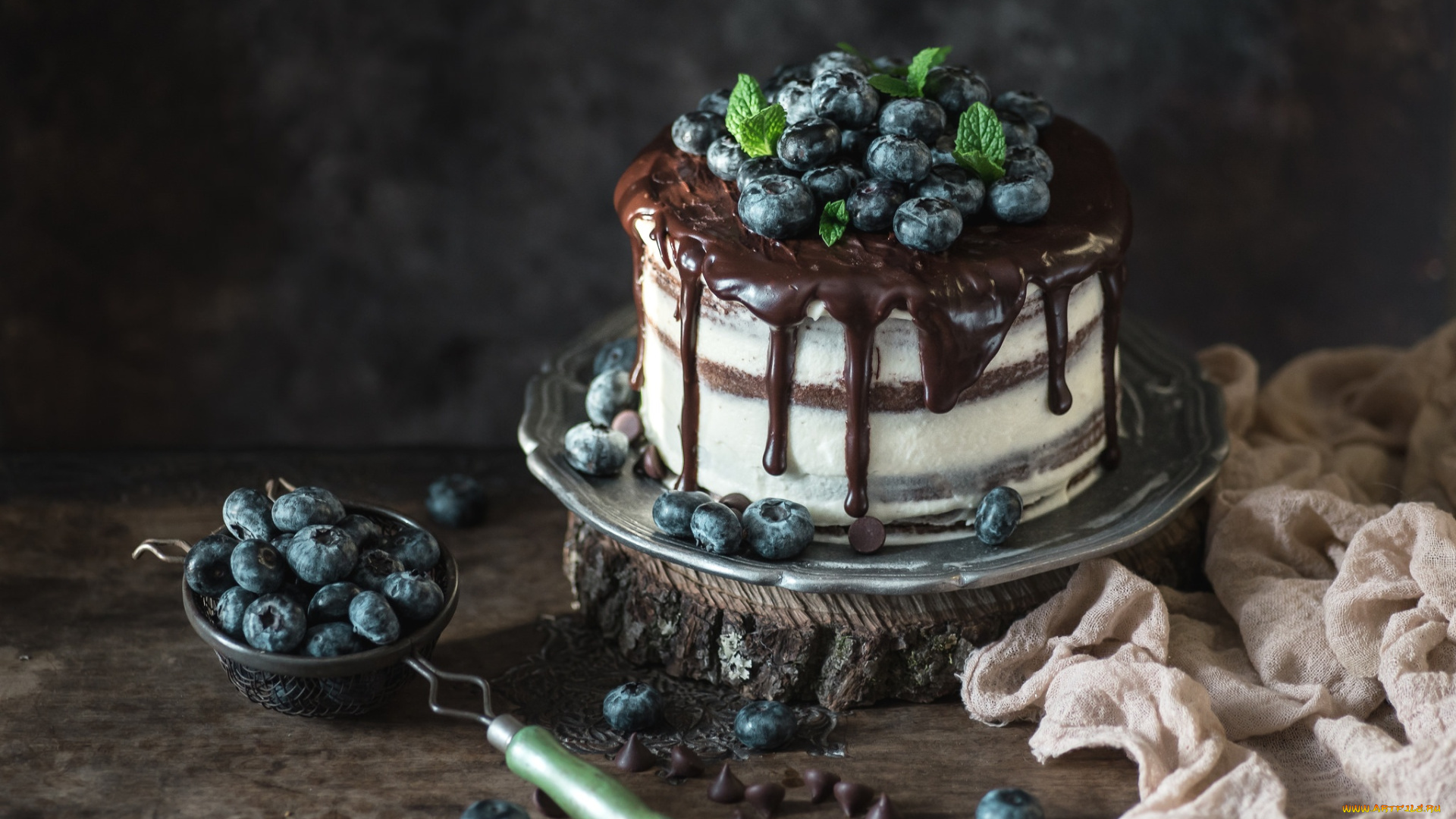 еда, торты, торт, шоколад, голубика