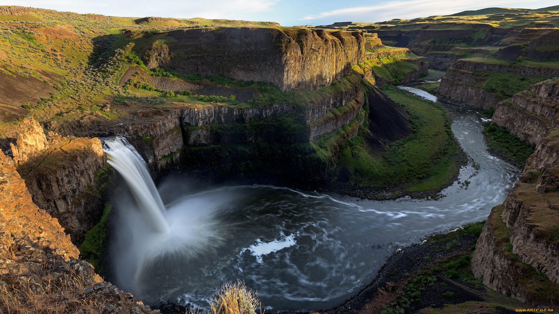 природа, водопады, водопад, лес, река