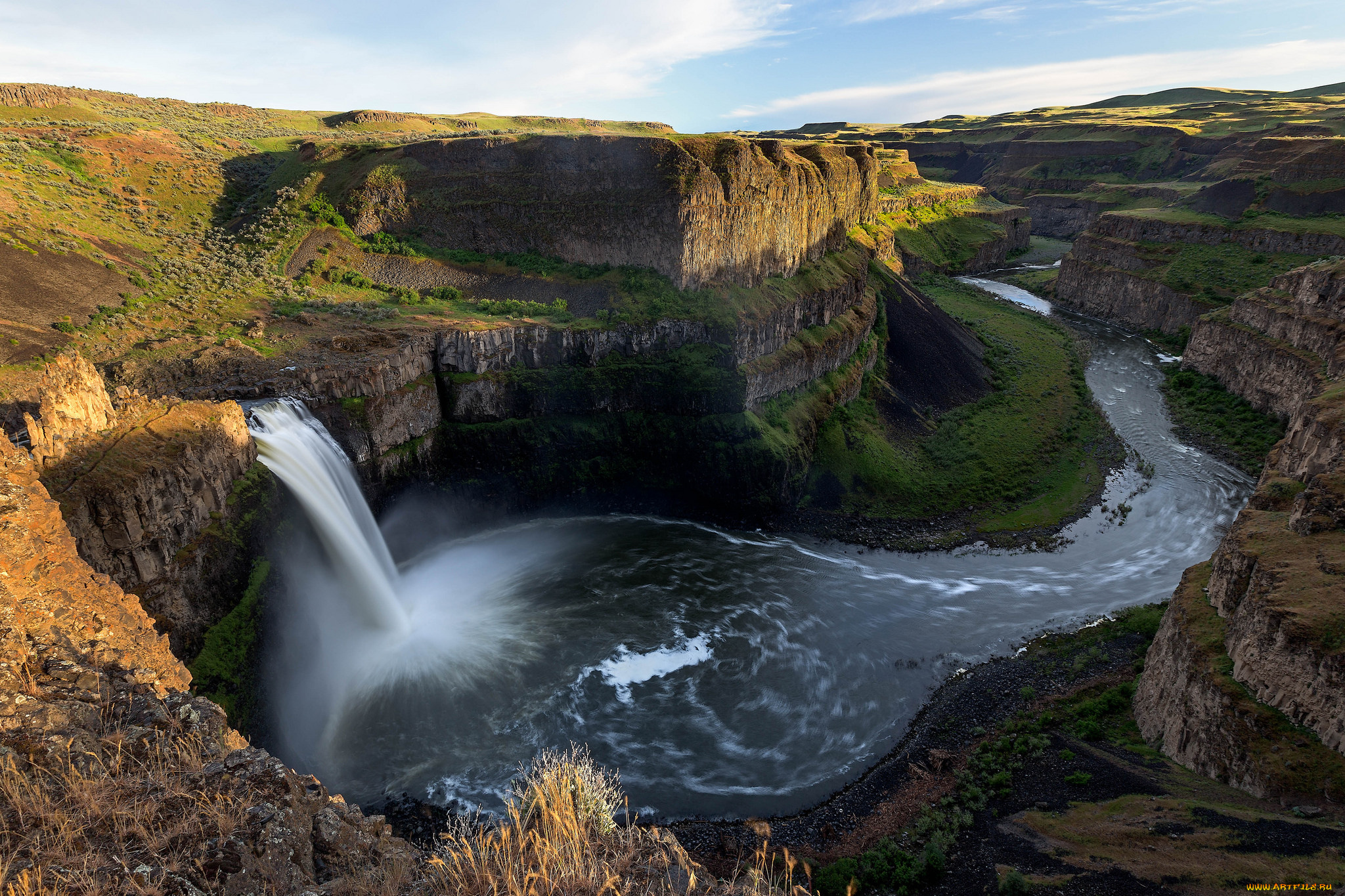 природа, водопады, водопад, лес, река