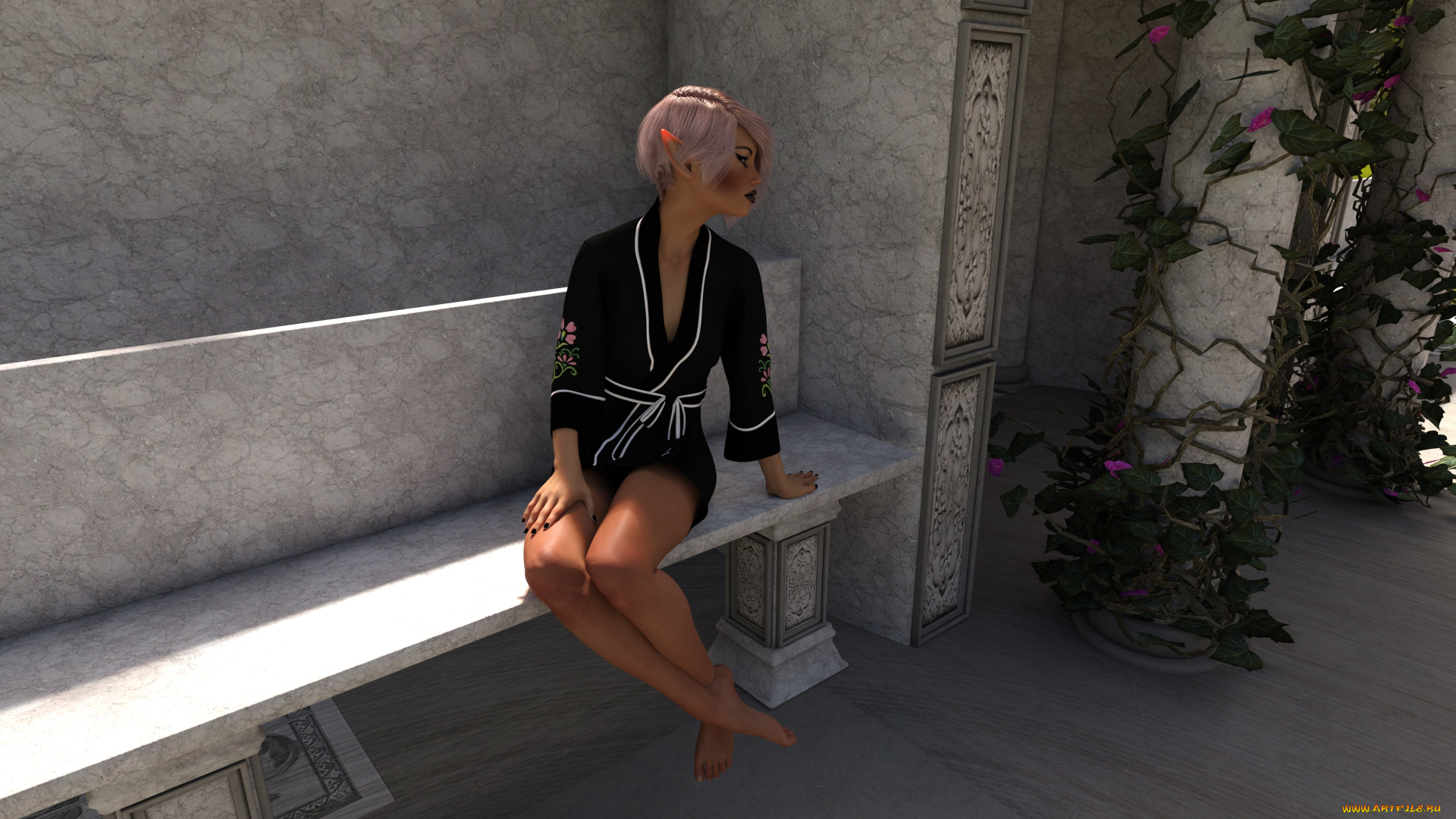 3д, графика, эльфы, , elves, взгляд, фон, эльфийка