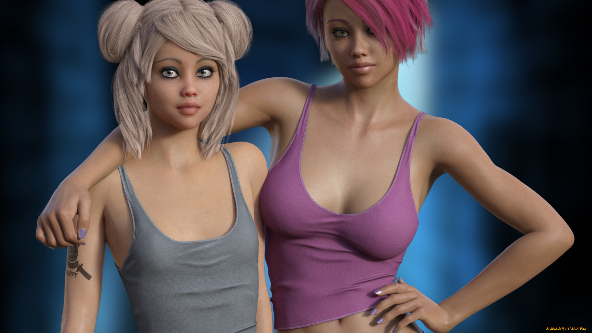 3д, графика, люди, , people, фон, взгляд, девушки