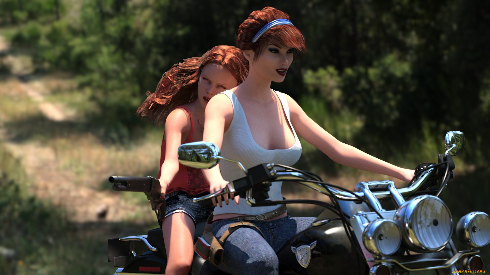 3д, графика, люди-авто, мото, , people-, car, , , moto, фон, взгляд, девушки