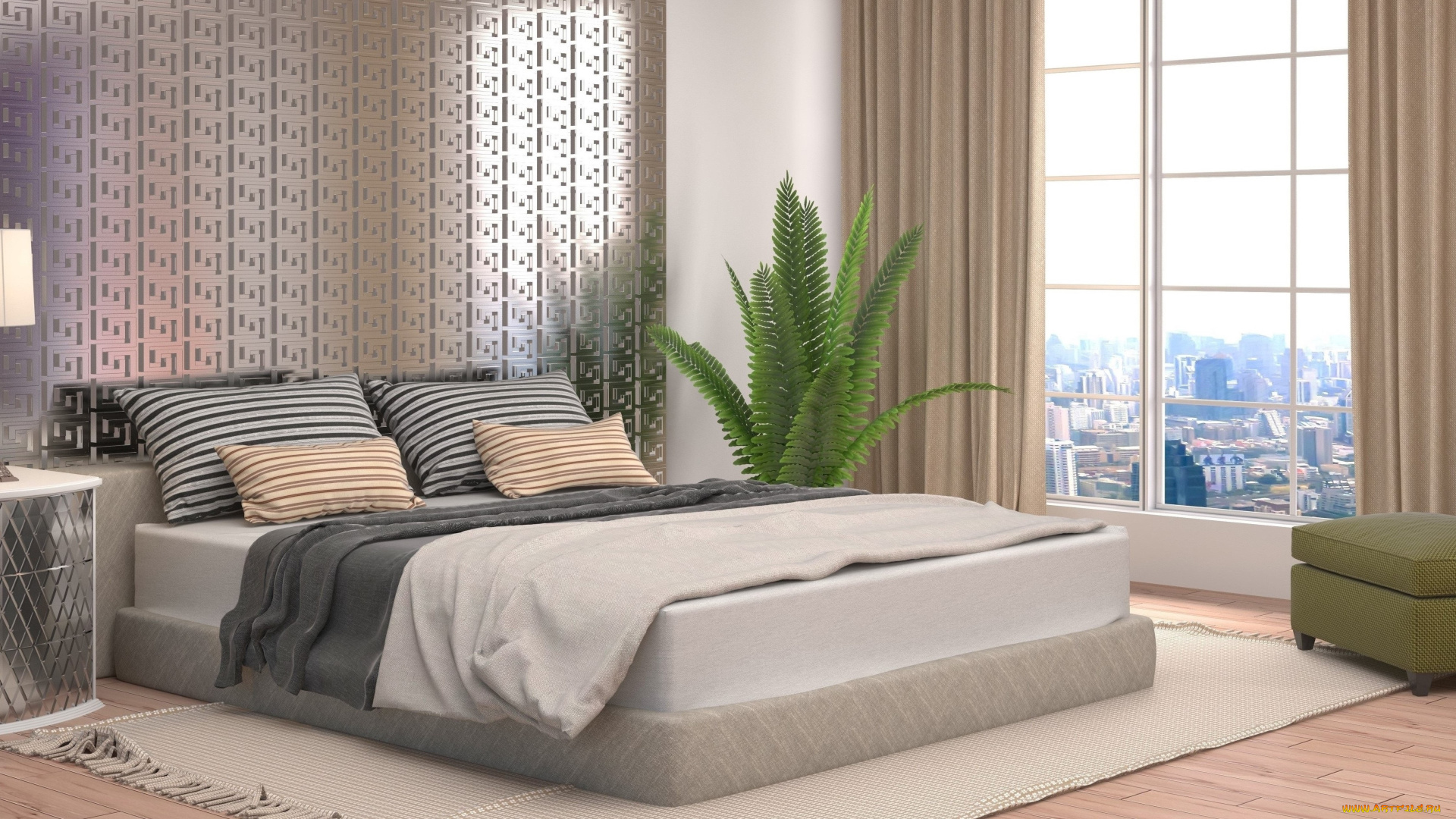 3д, графика, реализм, , realism, интерьер, спальня, модерн, дизайн