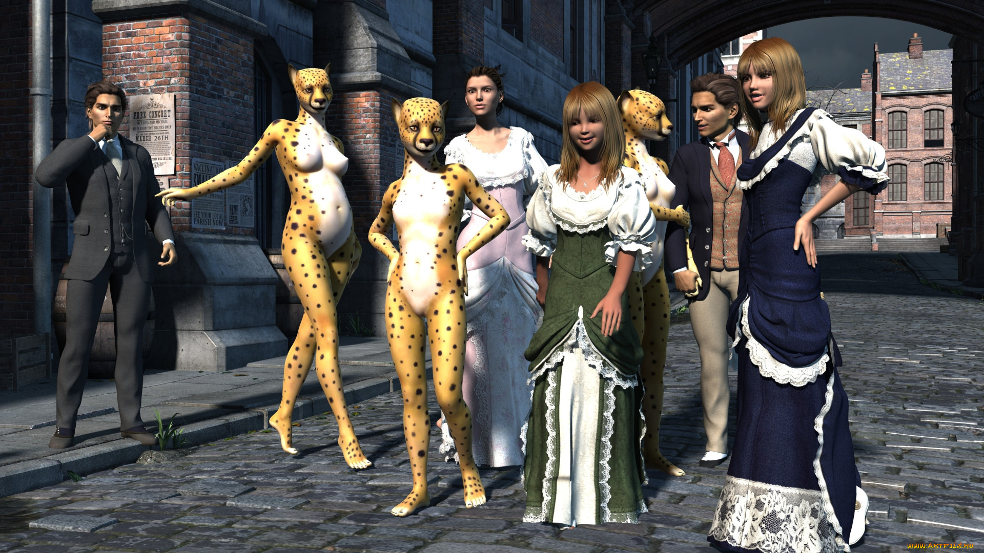 3д, графика, существа, , creatures, девушки, фон, взгляд