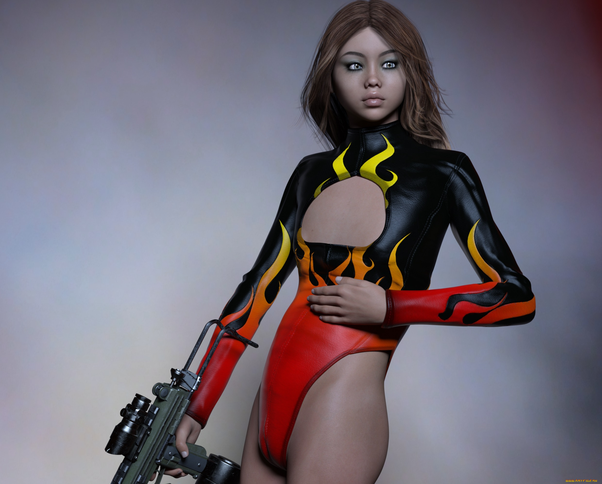 3д, графика, фантазия, , fantasy, девушка, взгляд, фон