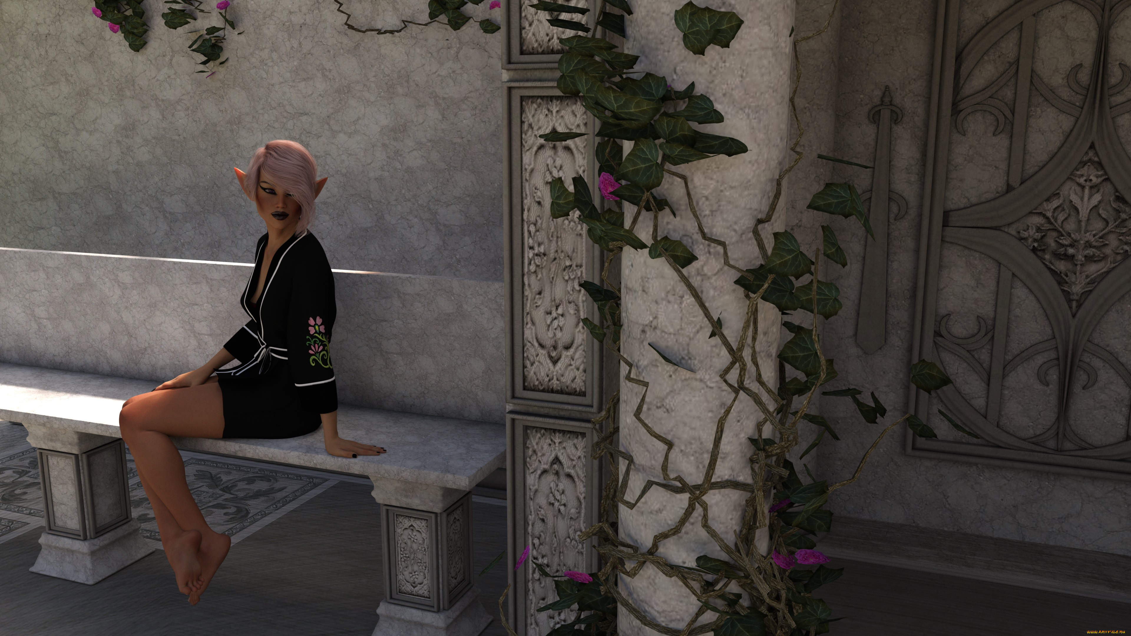 3д, графика, эльфы, , elves, фон, эльфийка, взгляд