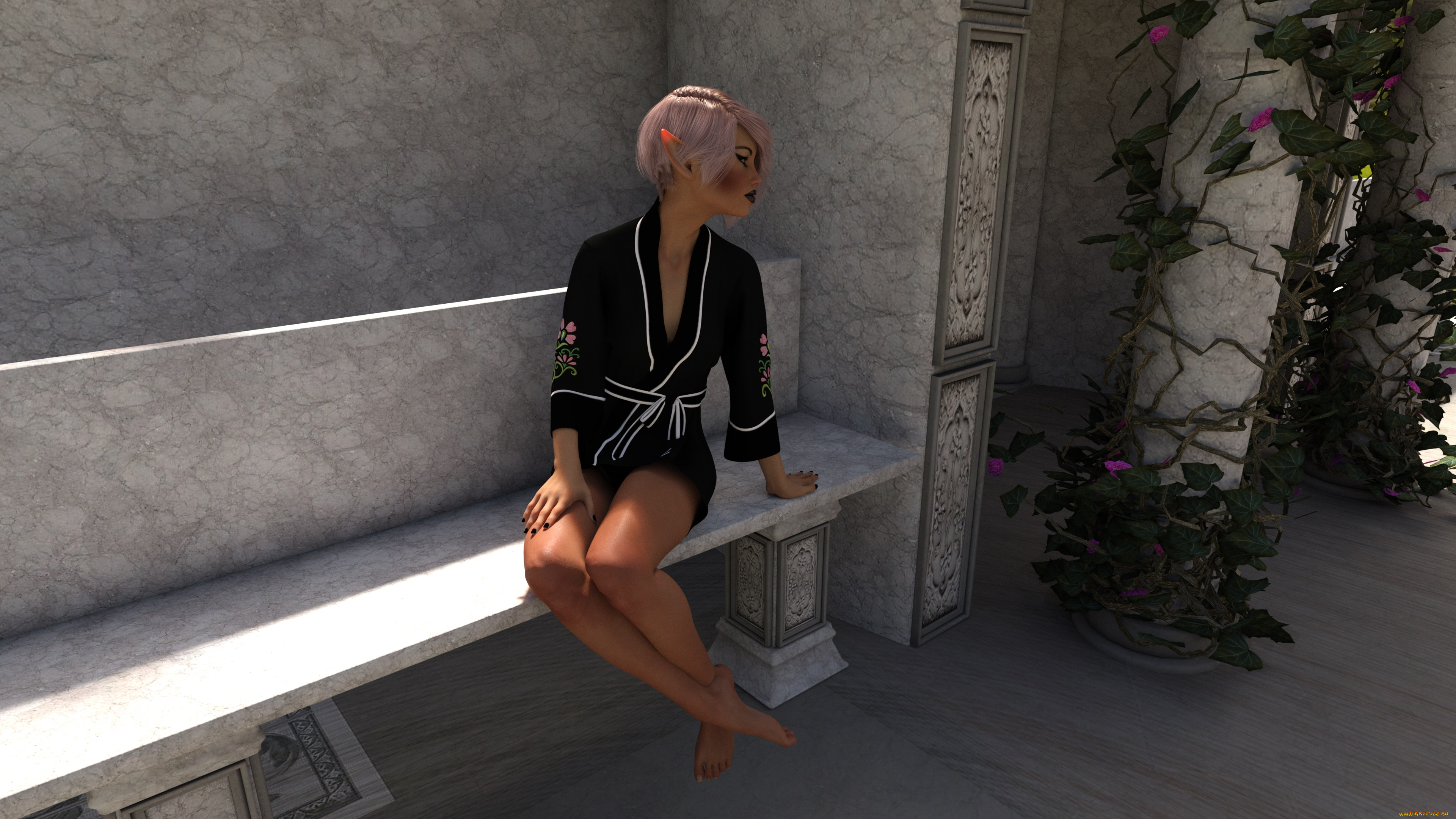 3д, графика, эльфы, , elves, взгляд, фон, эльфийка