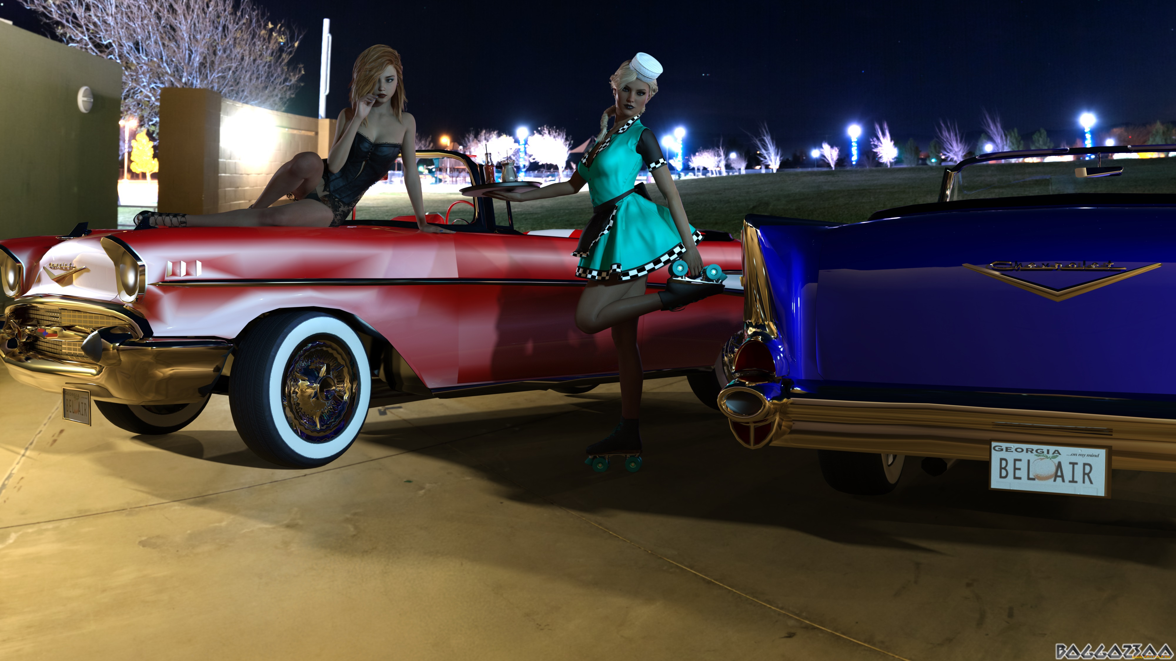 3д, графика, люди-авто, мото, , people-, car, , , moto, девушки, взгляд, фон