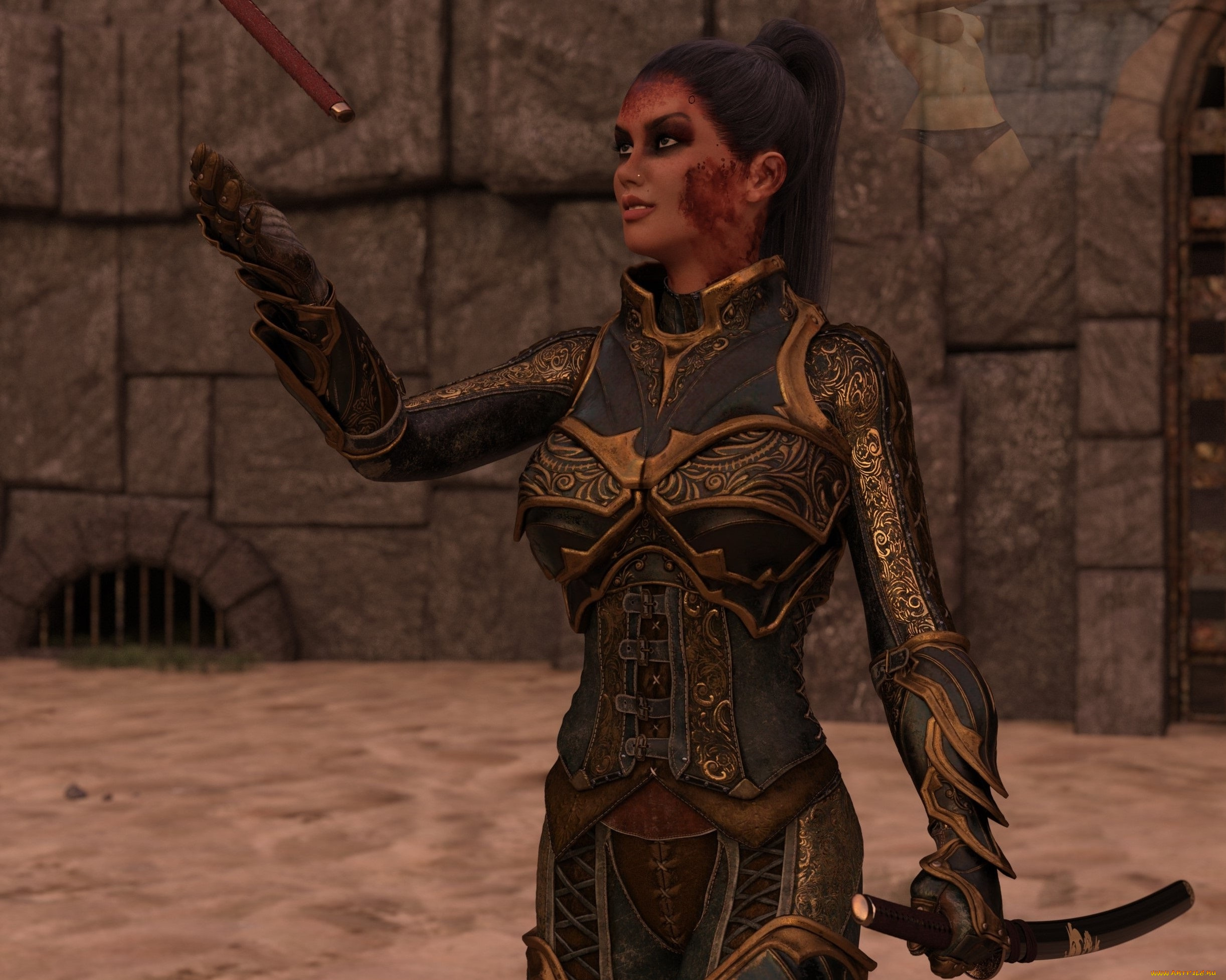 3д, графика, фантазия, , fantasy, девушка, взгляд, фон