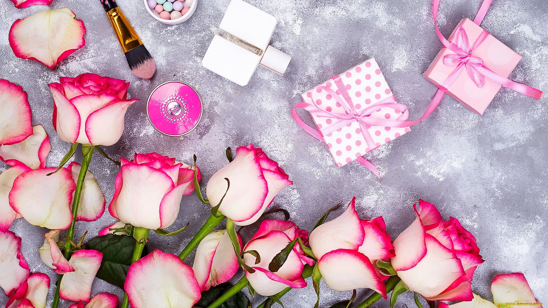 праздничные, подарки, и, коробочки, розы, подарки, косметика