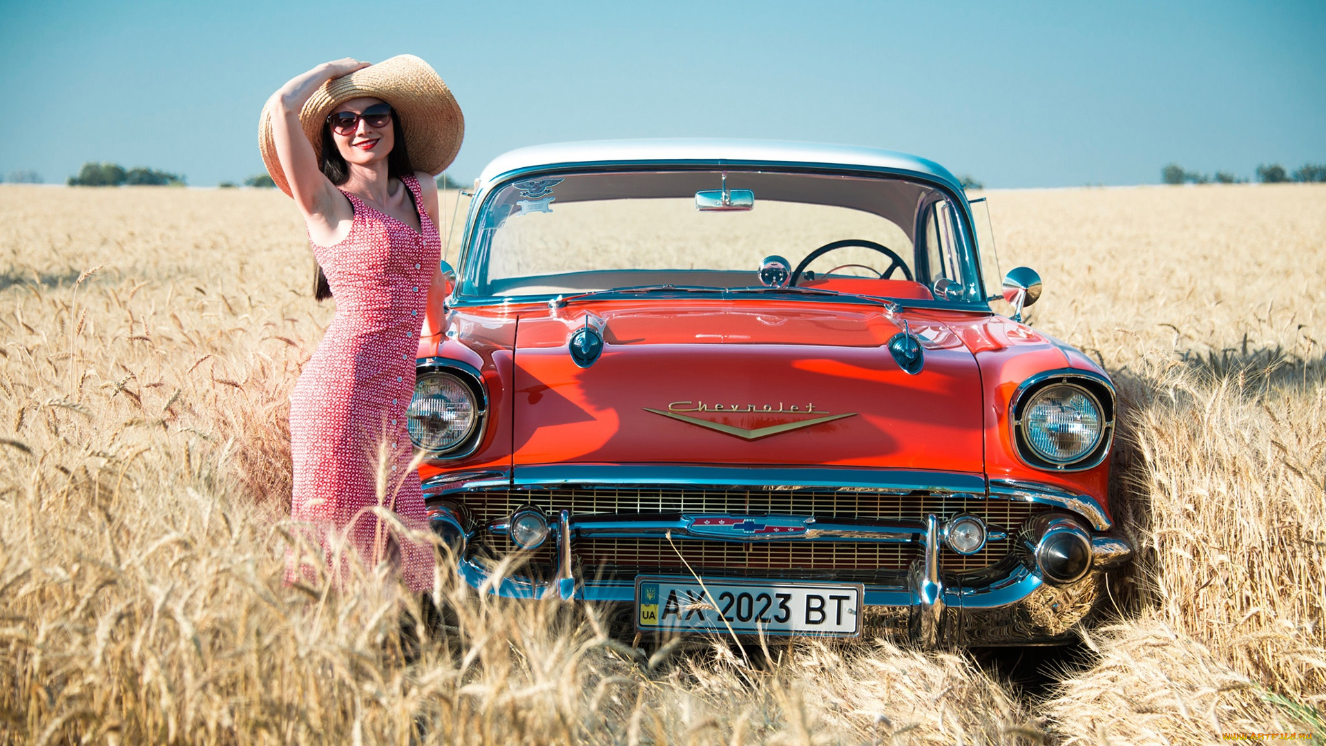 автомобили, -авто, с, девушками, chevrolet, bel, air