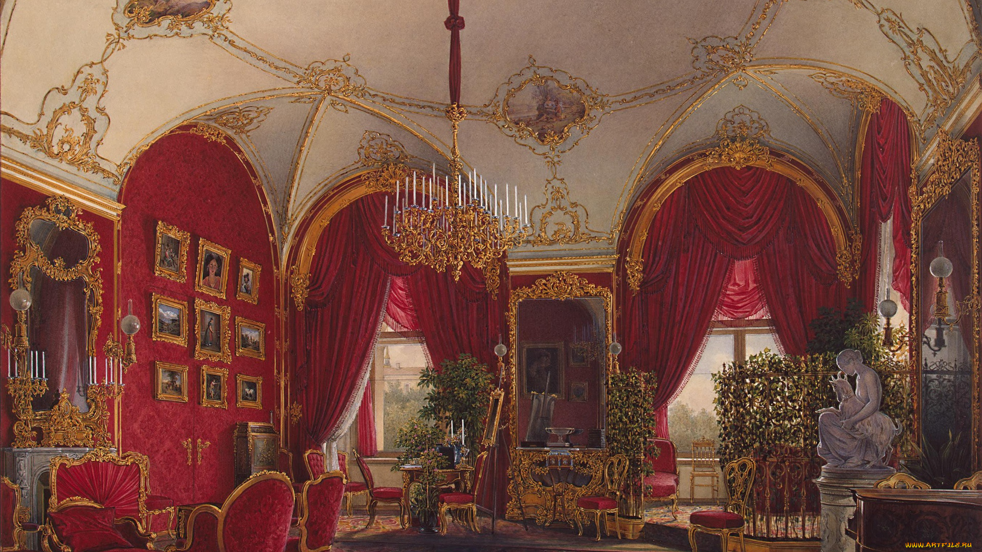 edward, p, , hau, рисованное, эдуард, гау, комната, мебель, люстра