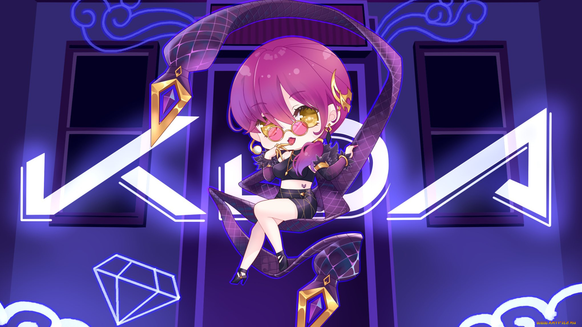 видео, игры, league, of, legends, чиби, очки, evelynn