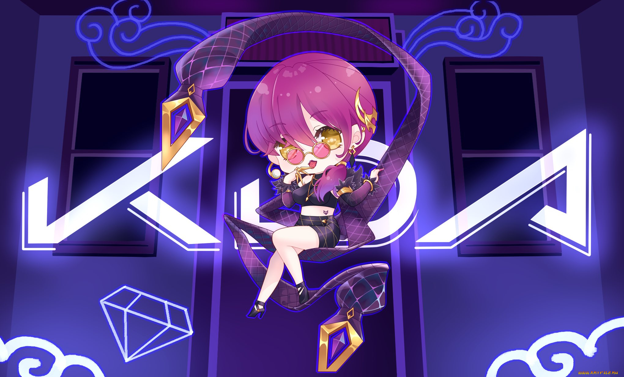 видео, игры, league, of, legends, чиби, очки, evelynn