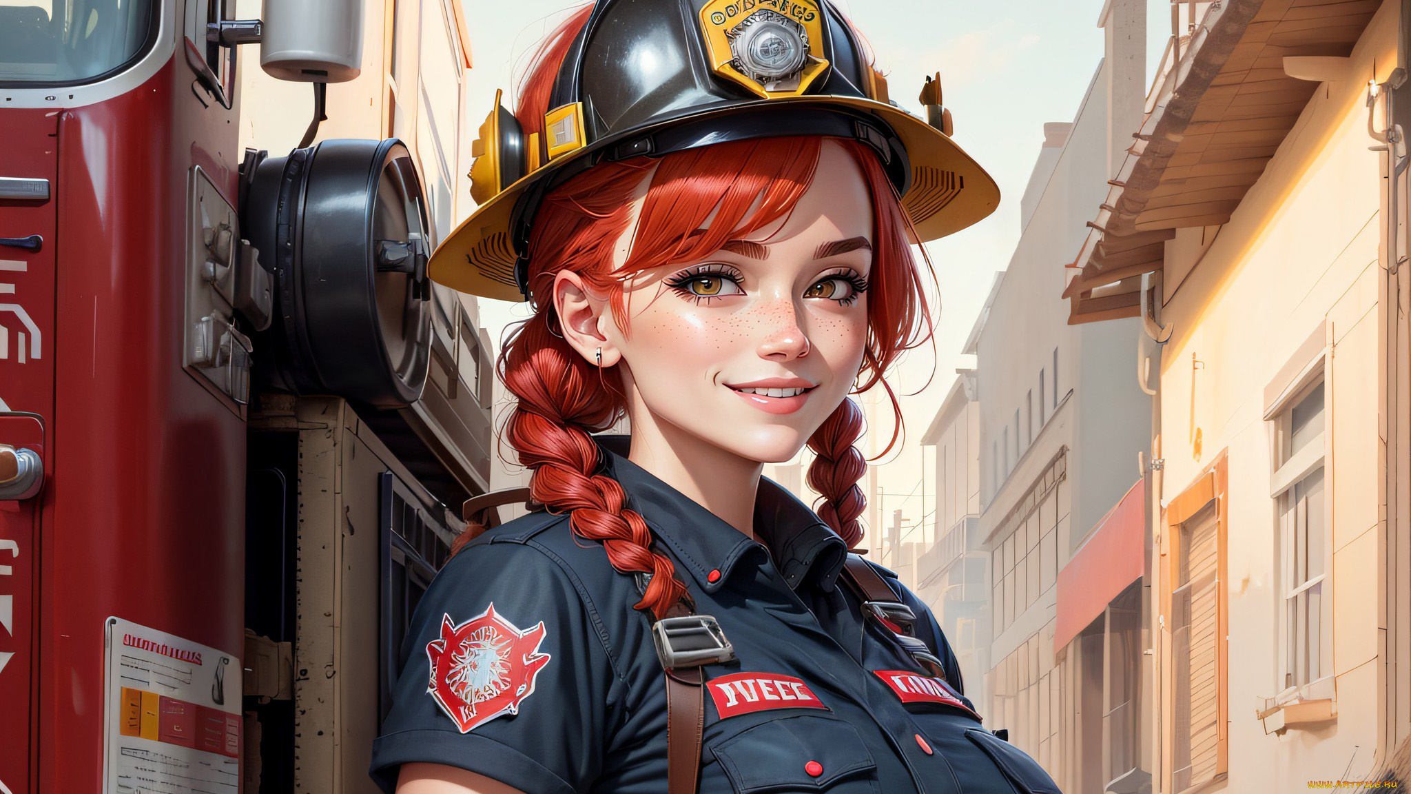 рисованное, люди, нейросети, графика, нейроарт, ai, art, нейронные, сети, рисунки, нейро, искусство, девушка, пожарная