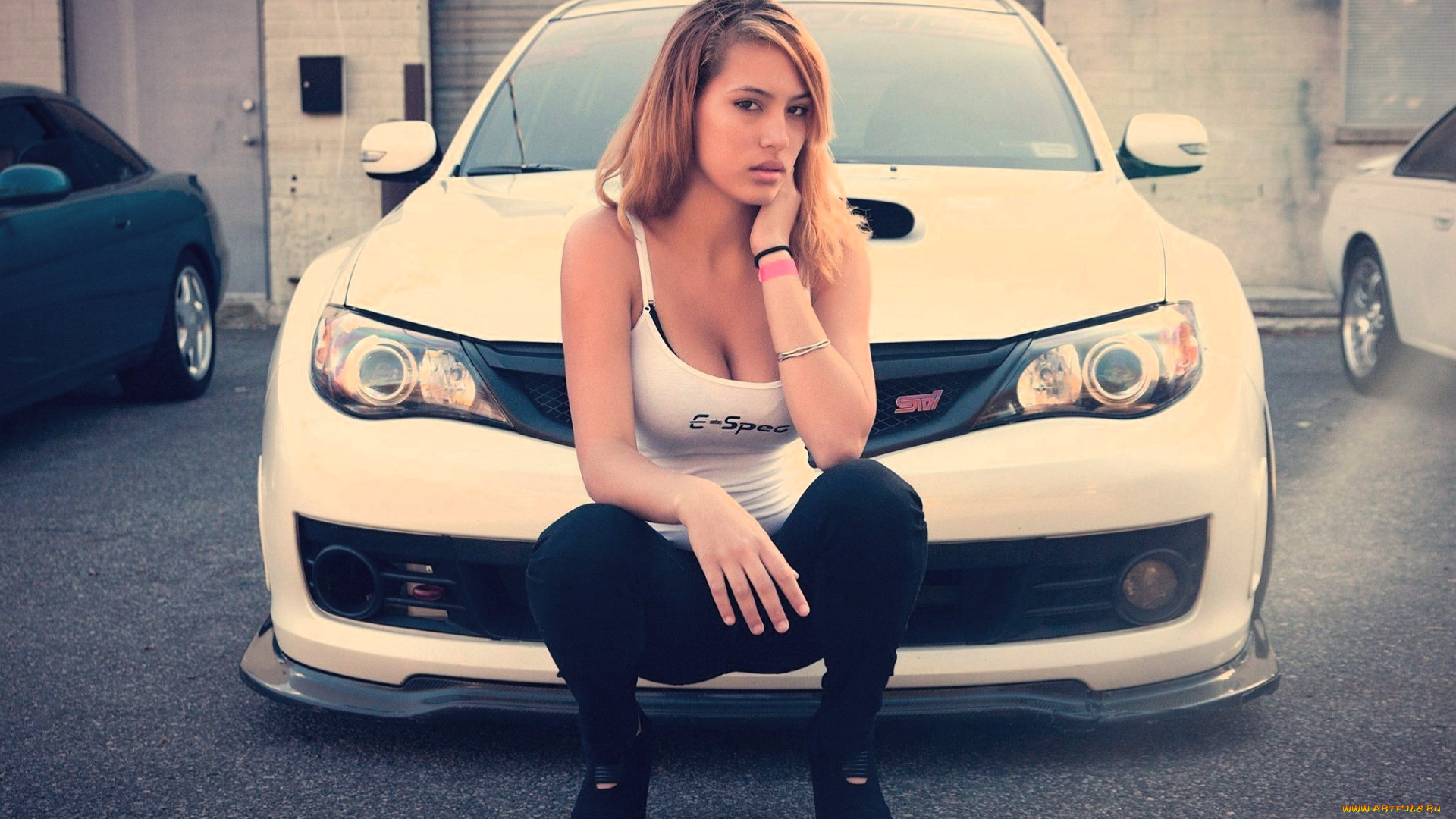 автомобили, -авто, с, девушками, белая, блондинка, майка, штаны, машины, гаражи